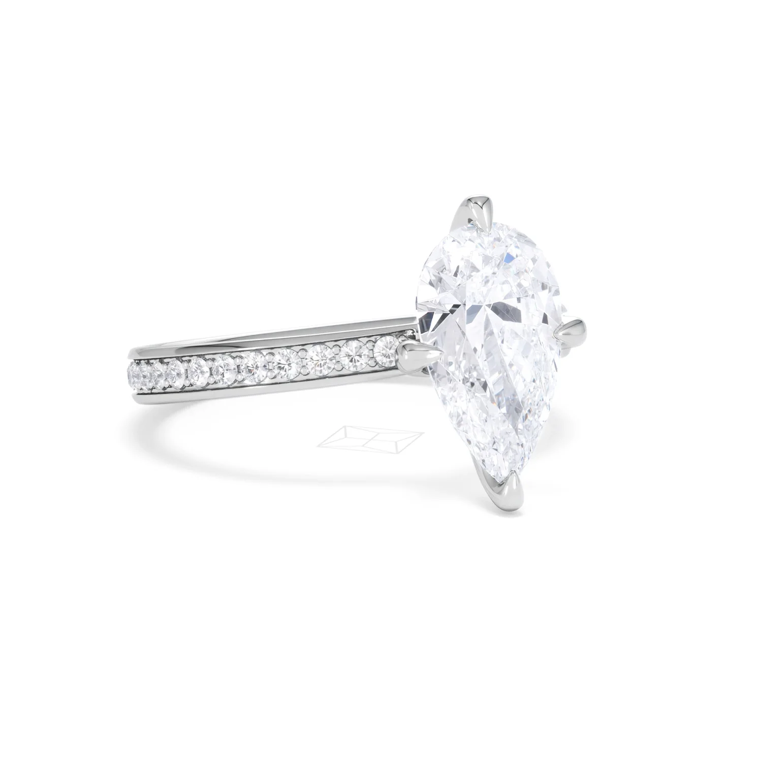 Origin Twist 2.00ct Pear Cut Lab Diamond Solitaire Engagement Ring with Side Stones in Platinum - Image 20