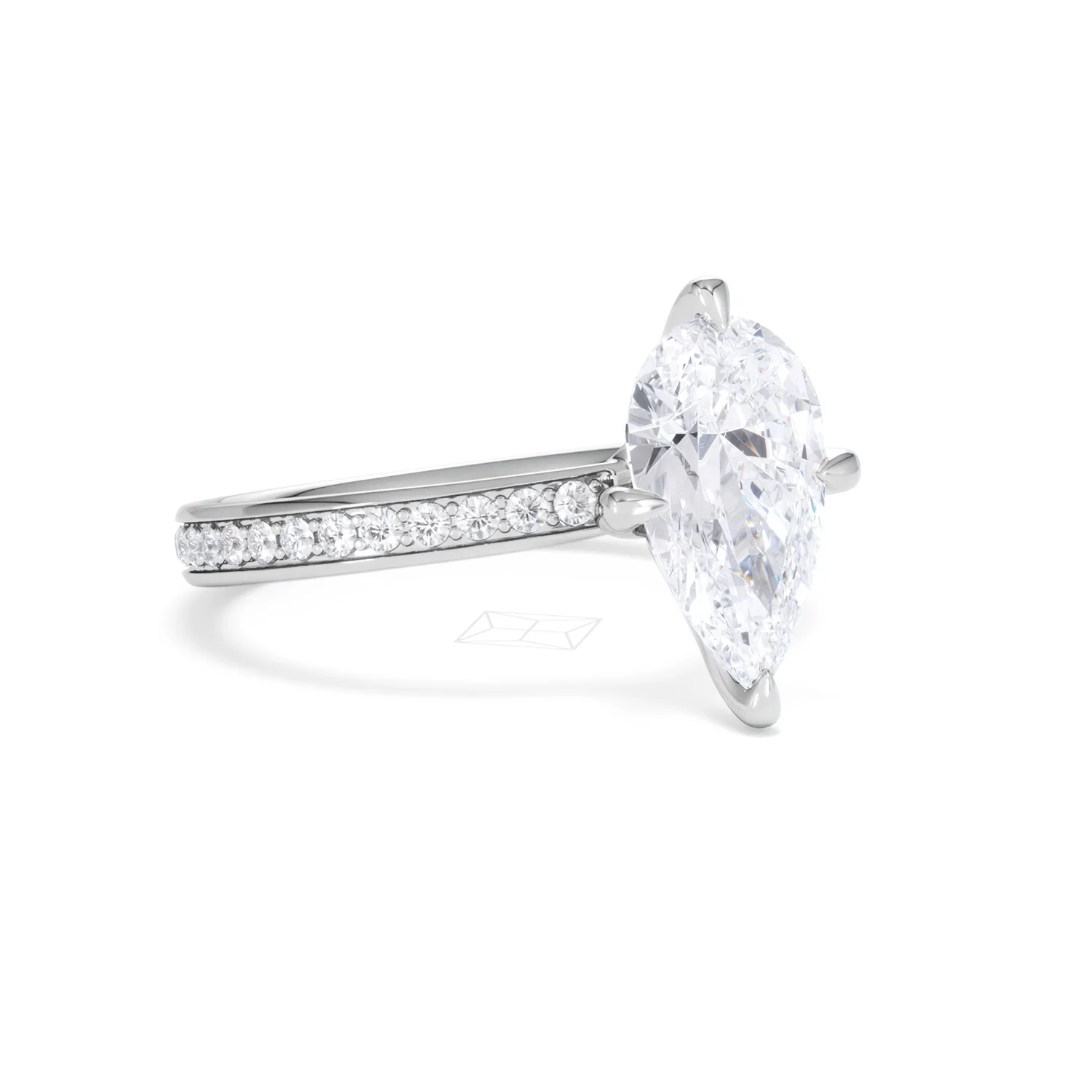 Origin Twist 2.00ct Pear Cut Lab Diamond Solitaire Engagement Ring with Side Stones in Platinum - Image 23