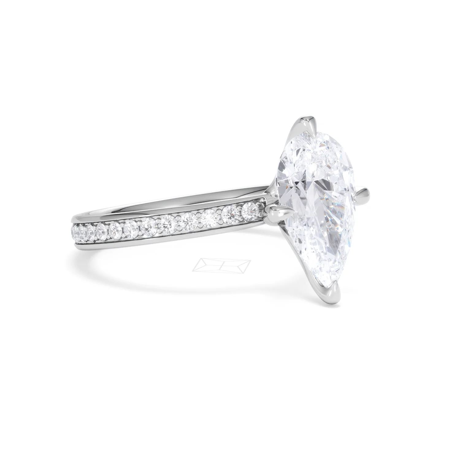 Origin Twist 2.00ct Pear Cut Lab Diamond Solitaire Engagement Ring with Side Stones in Platinum - Image 25