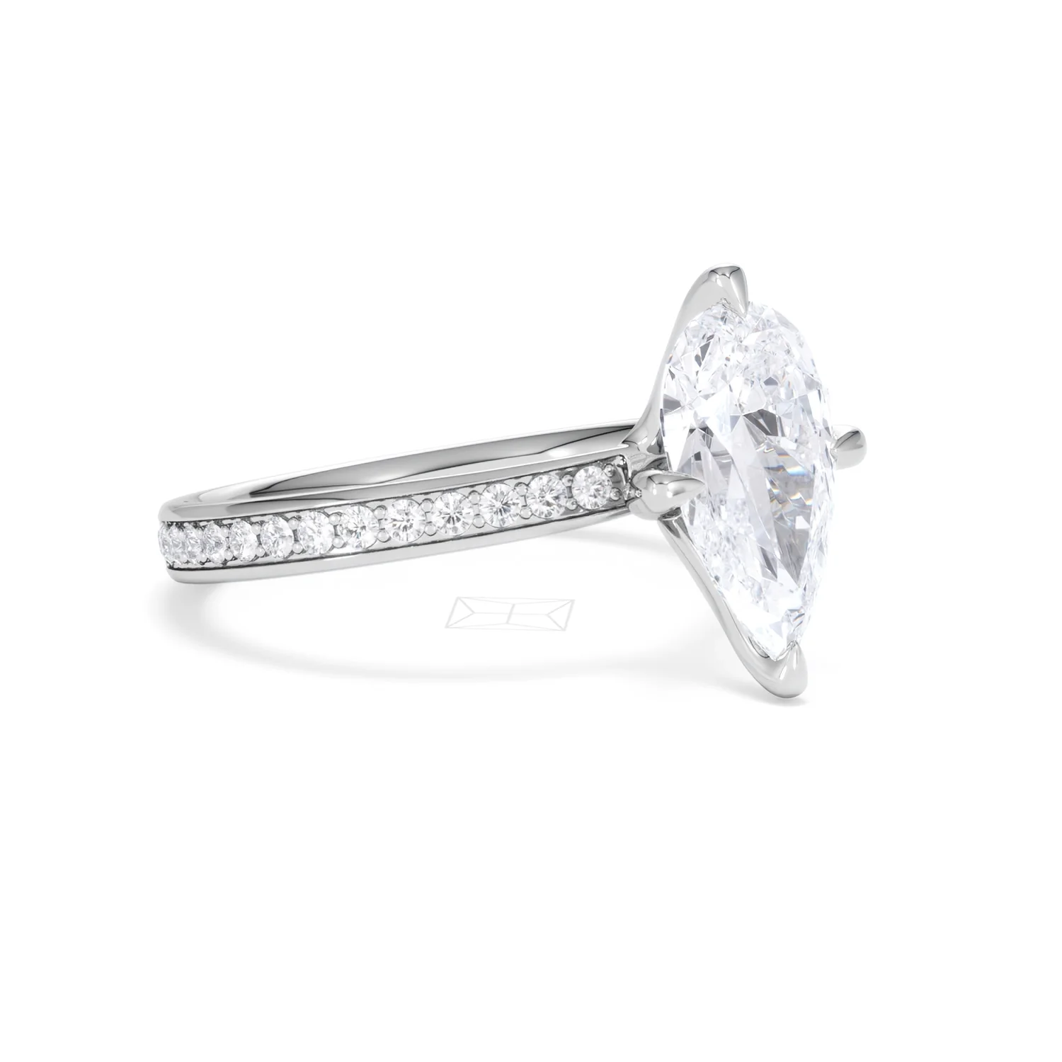 Origin Twist 2.00ct Pear Cut Lab Diamond Solitaire Engagement Ring with Side Stones in Platinum - Image 27