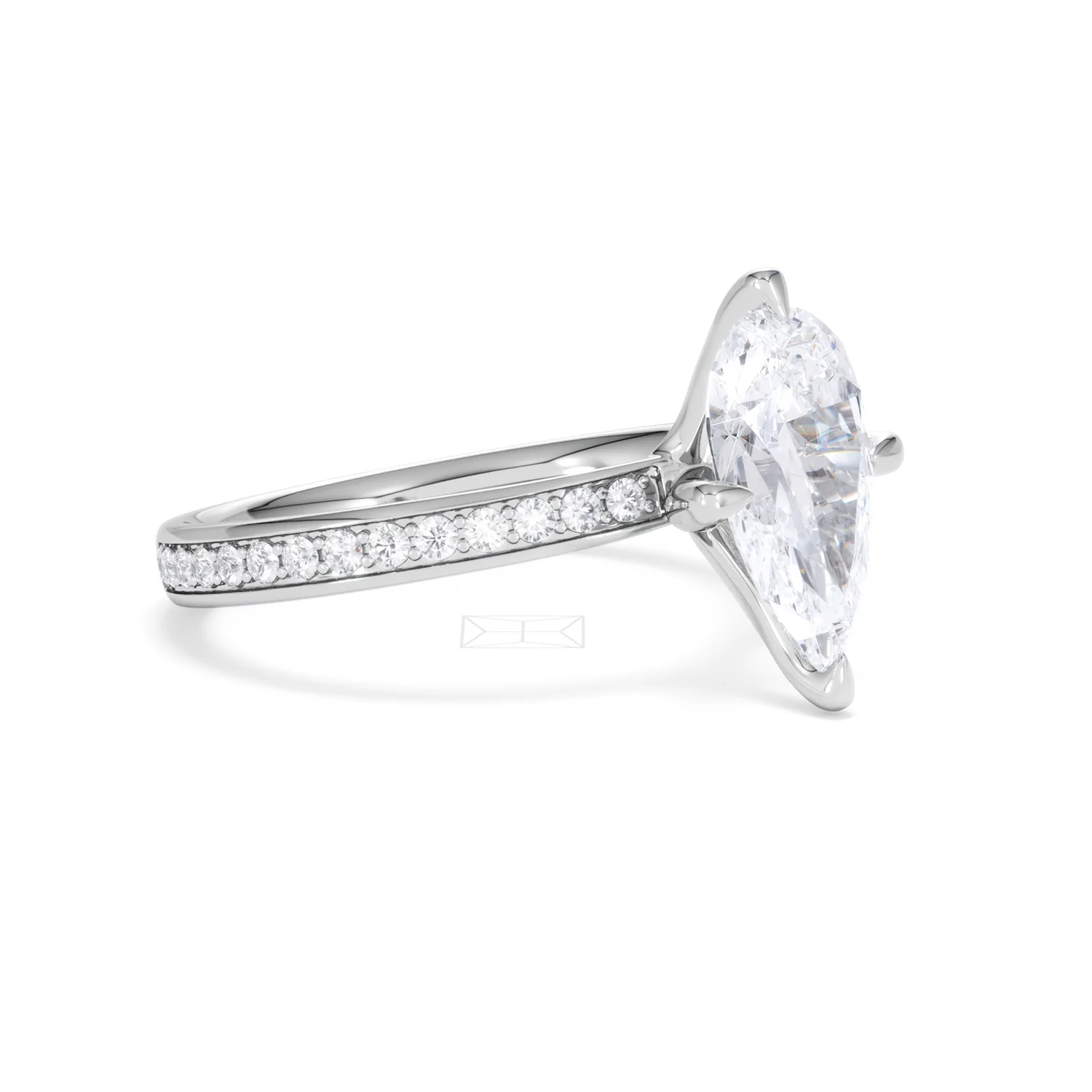 Origin Twist 2.00ct Pear Cut Lab Diamond Solitaire Engagement Ring with Side Stones in Platinum - Image 28