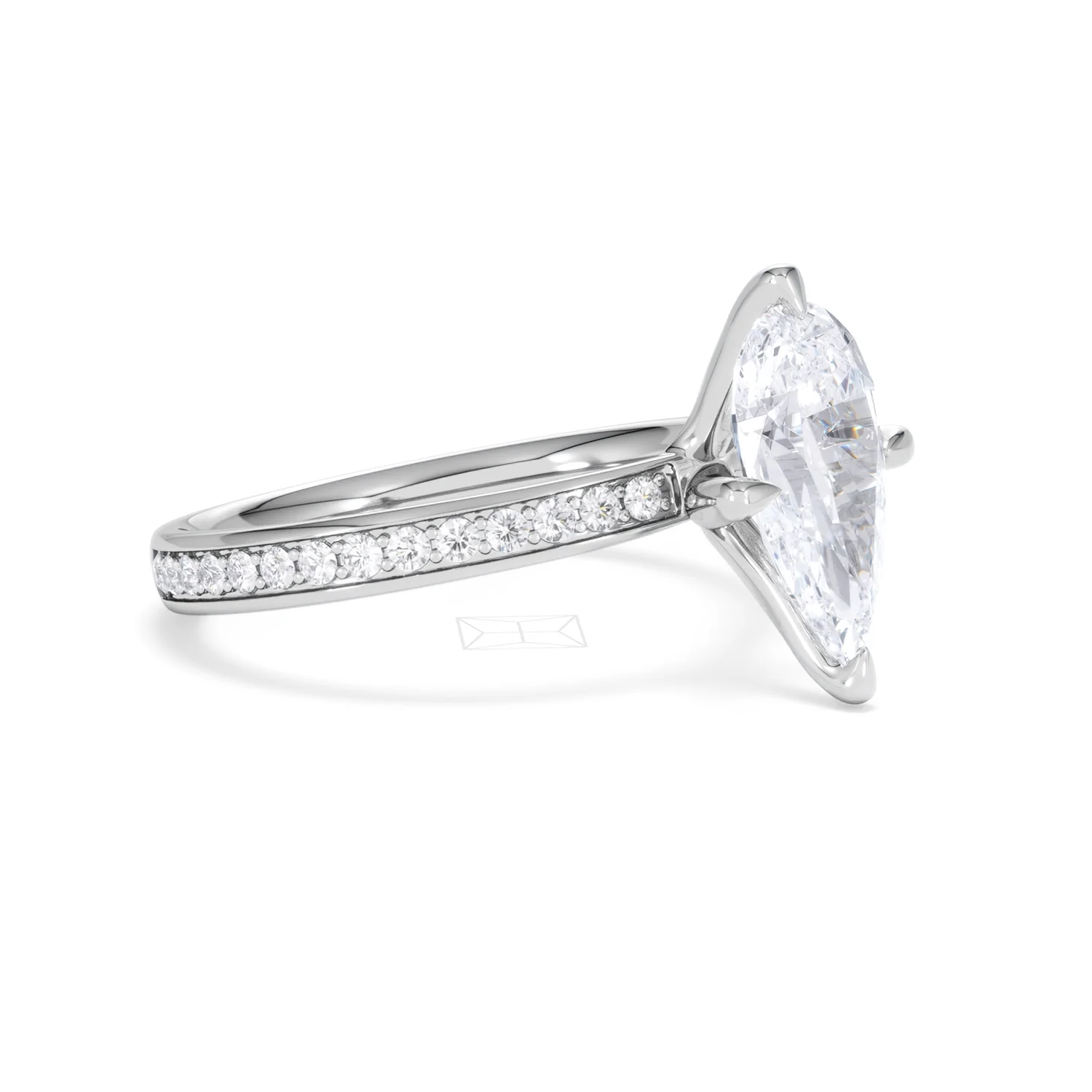 Origin Twist 2.00ct Pear Cut Lab Diamond Solitaire Engagement Ring with Side Stones in Platinum - Image 30