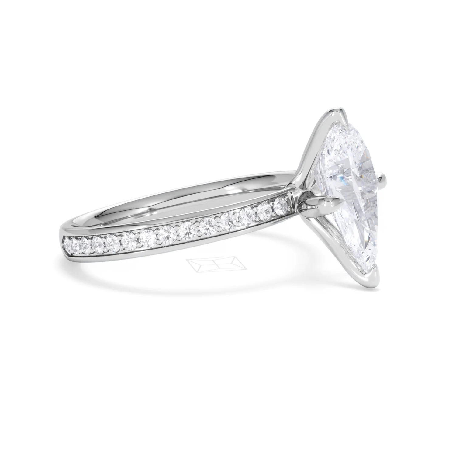 Origin Twist 2.00ct Pear Cut Lab Diamond Solitaire Engagement Ring with Side Stones in Platinum - Image 35
