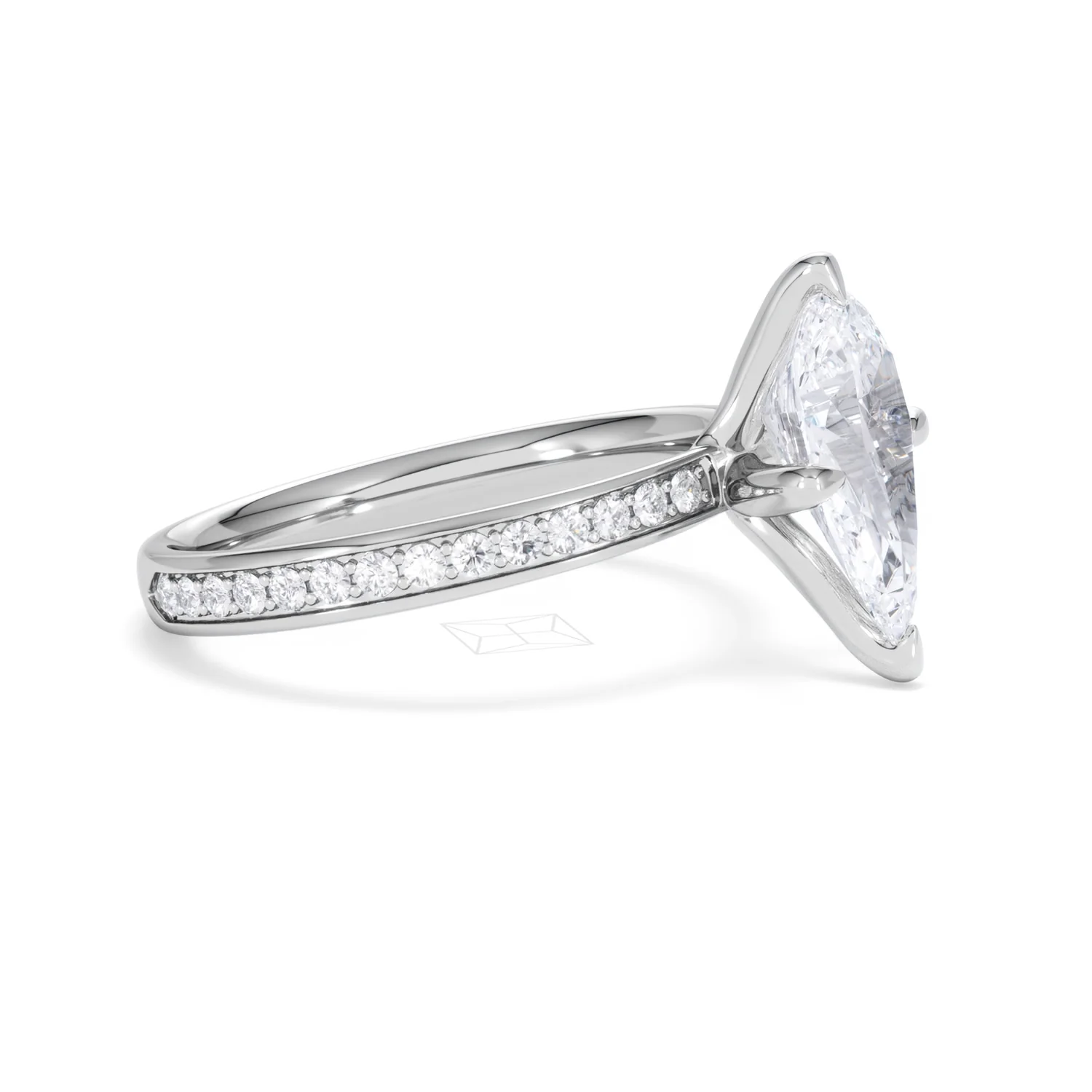Origin Twist 2.00ct Pear Cut Lab Diamond Solitaire Engagement Ring with Side Stones in Platinum - Image 37