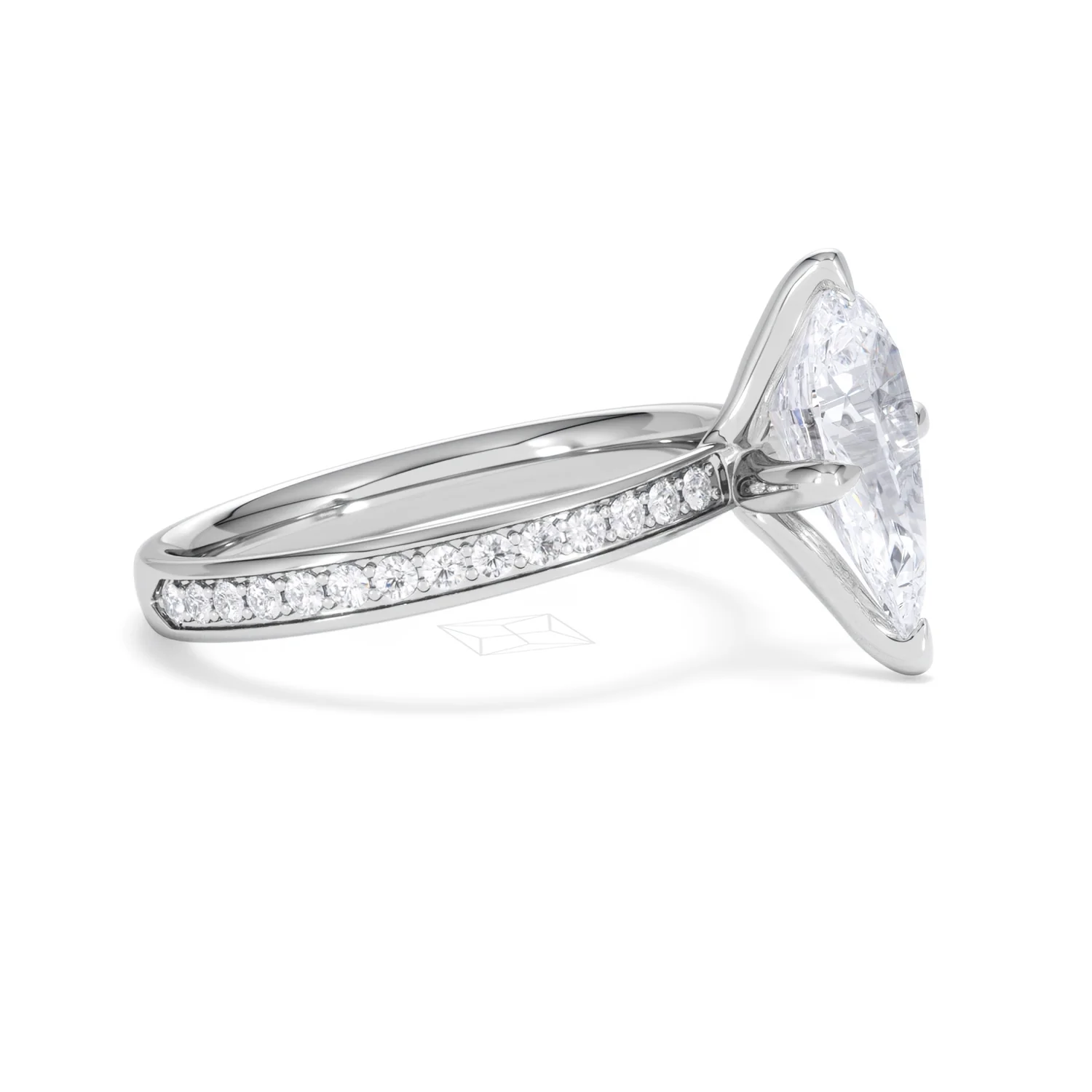 Origin Twist 2.00ct Pear Cut Lab Diamond Solitaire Engagement Ring with Side Stones in Platinum - Image 39