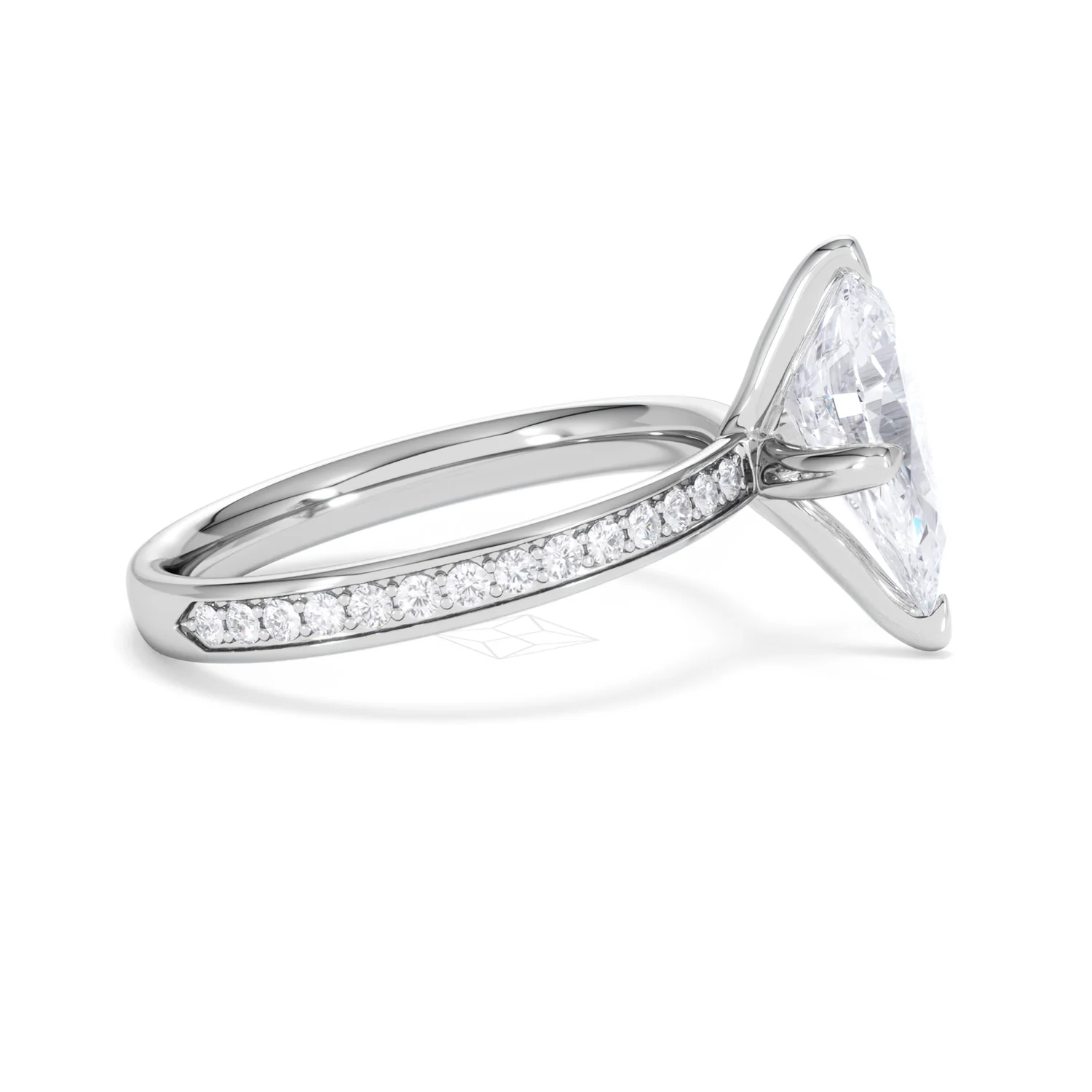 Origin Twist 2.00ct Pear Cut Lab Diamond Solitaire Engagement Ring with Side Stones in Platinum - Image 44
