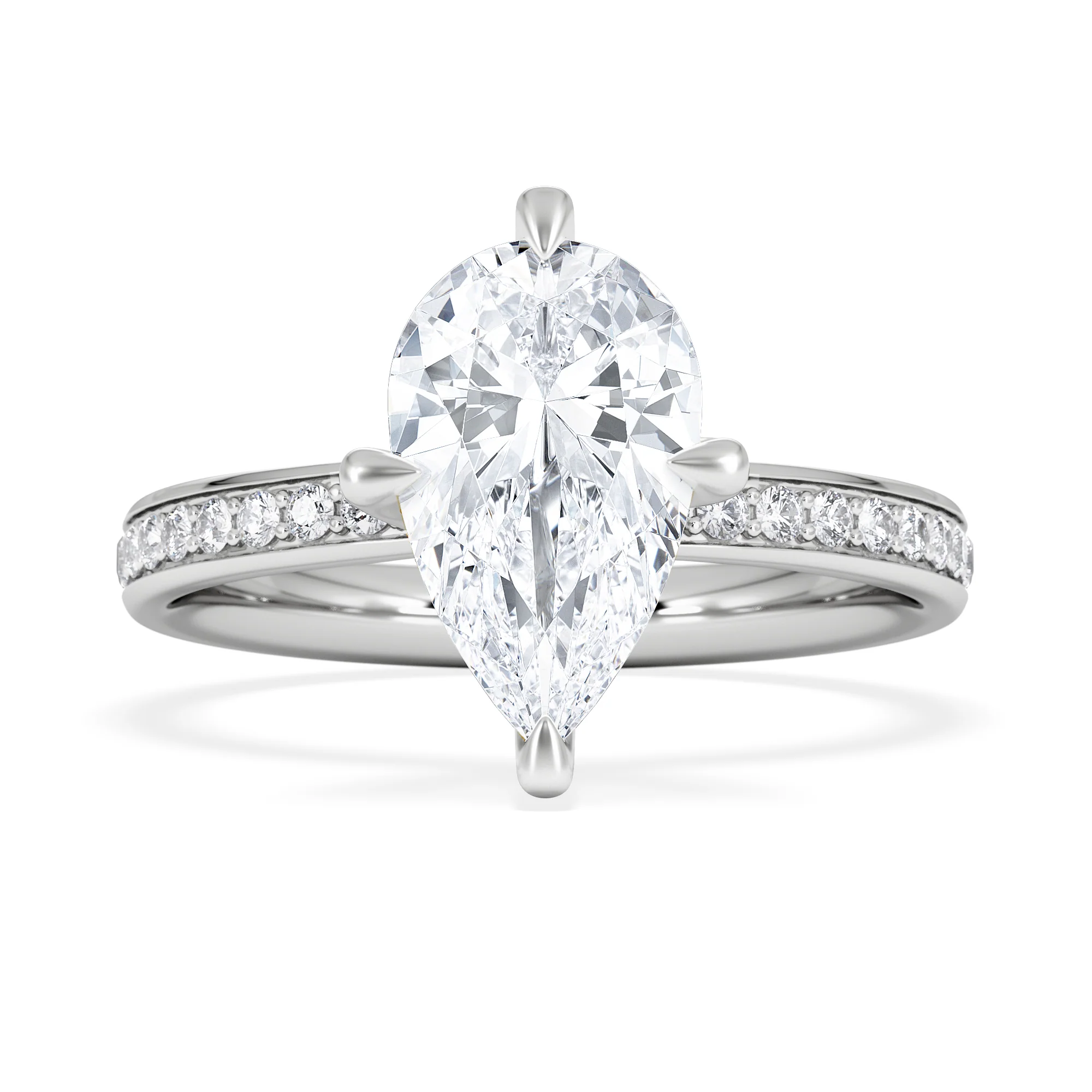 Origin Twist 2.00ct Pear Cut Lab Diamond Solitaire Engagement Ring with Side Stones in Platinum - Image 7