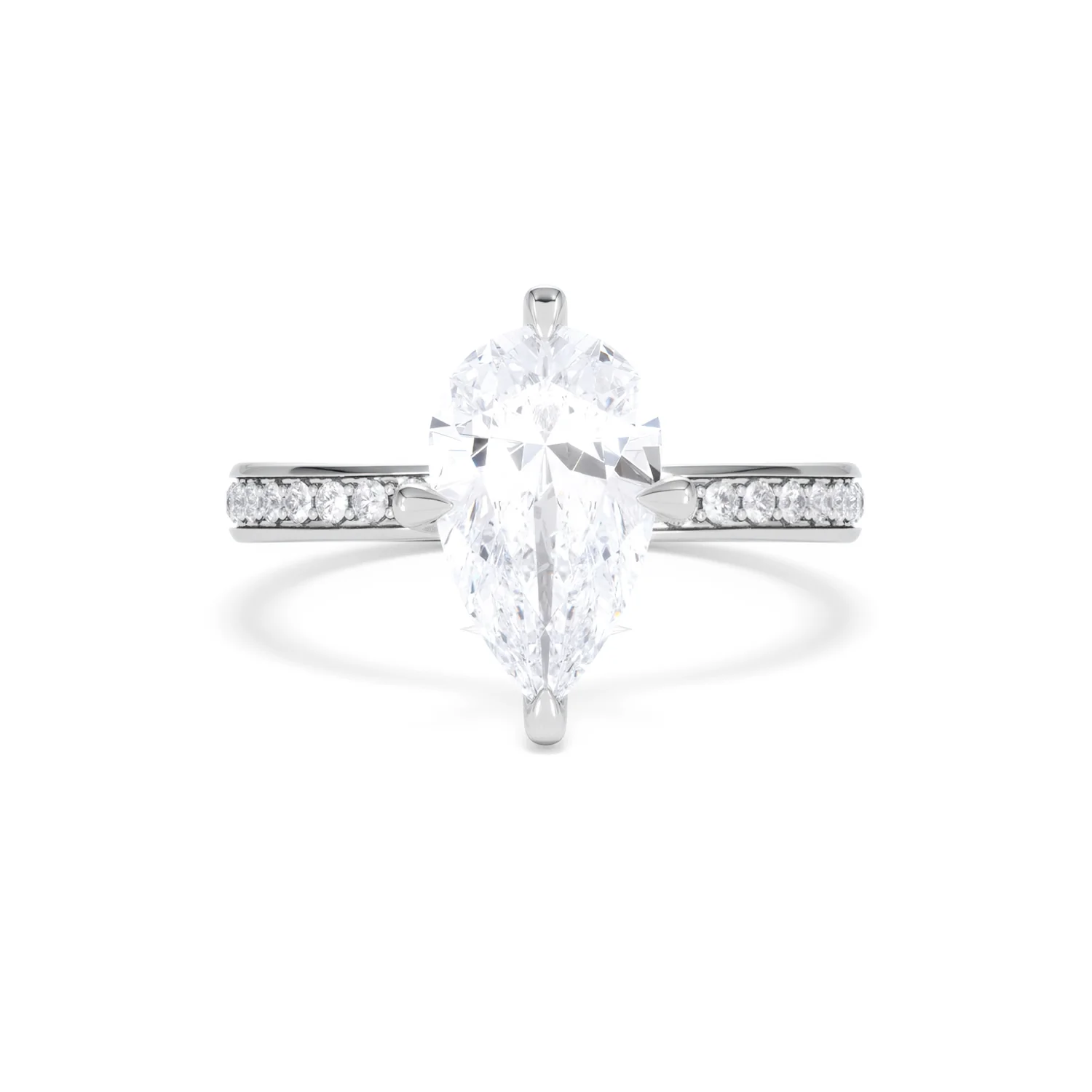 Origin Twist 2.00ct Pear Cut Lab Diamond Solitaire Engagement Ring with Side Stones in Platinum - Image 8