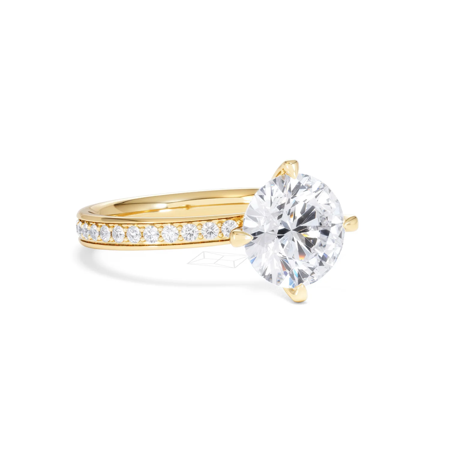 Origin Twist 2.00ct Round Cut Lab Diamond Solitaire Engagement Ring with Side Stones in 18K Yellow Gold - Image 15