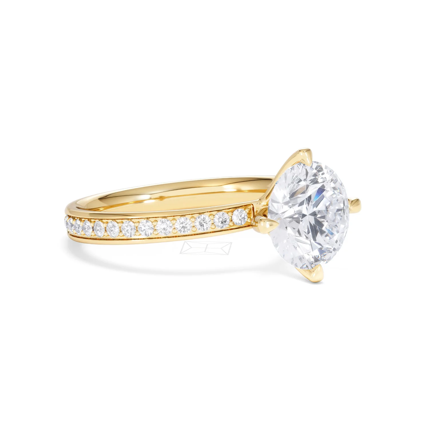 Origin Twist 2.00ct Round Cut Lab Diamond Solitaire Engagement Ring with Side Stones in 18K Yellow Gold - Image 18