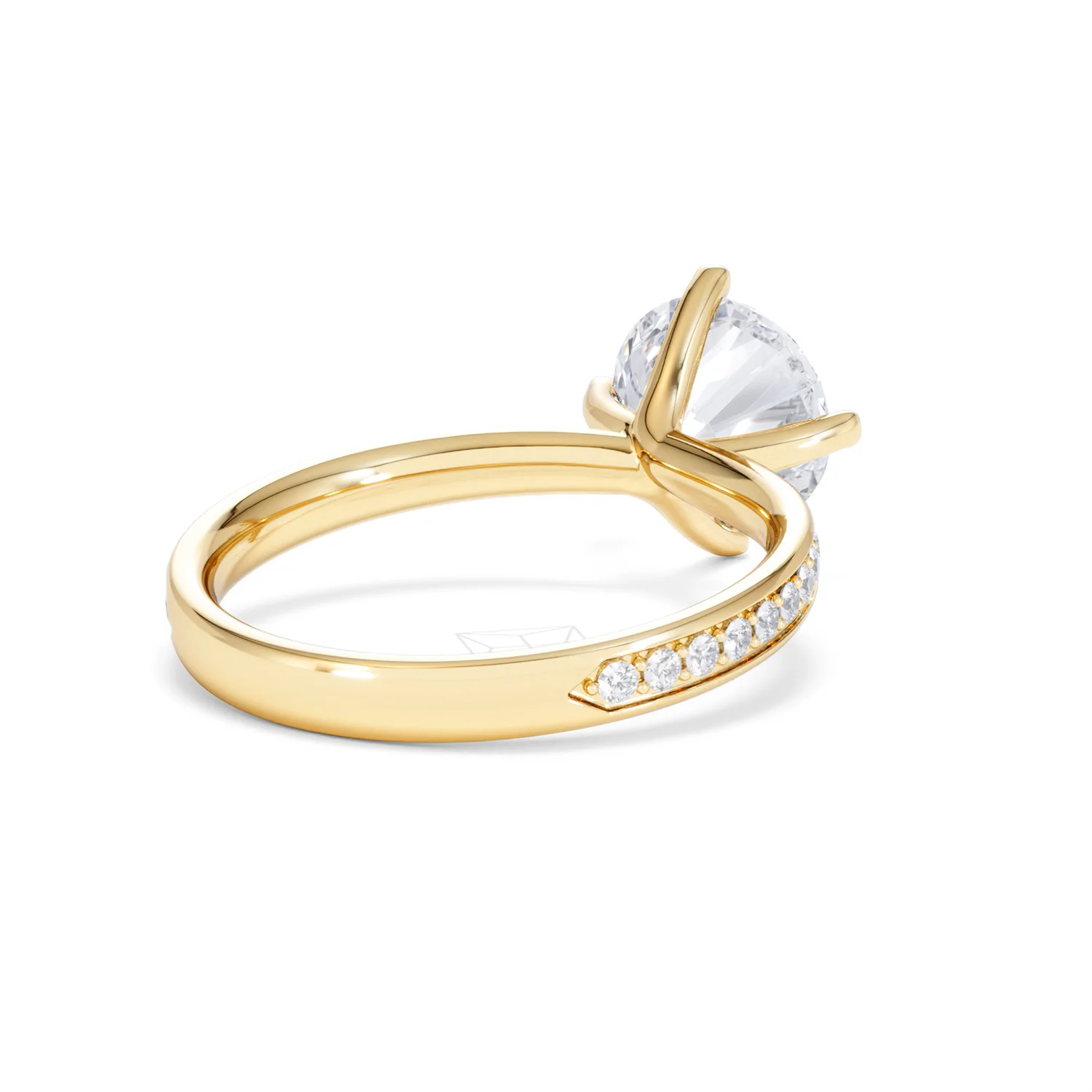Origin Twist 2.00ct Round Cut Lab Diamond Solitaire Engagement Ring with Side Stones in 18K Yellow Gold - Image 42