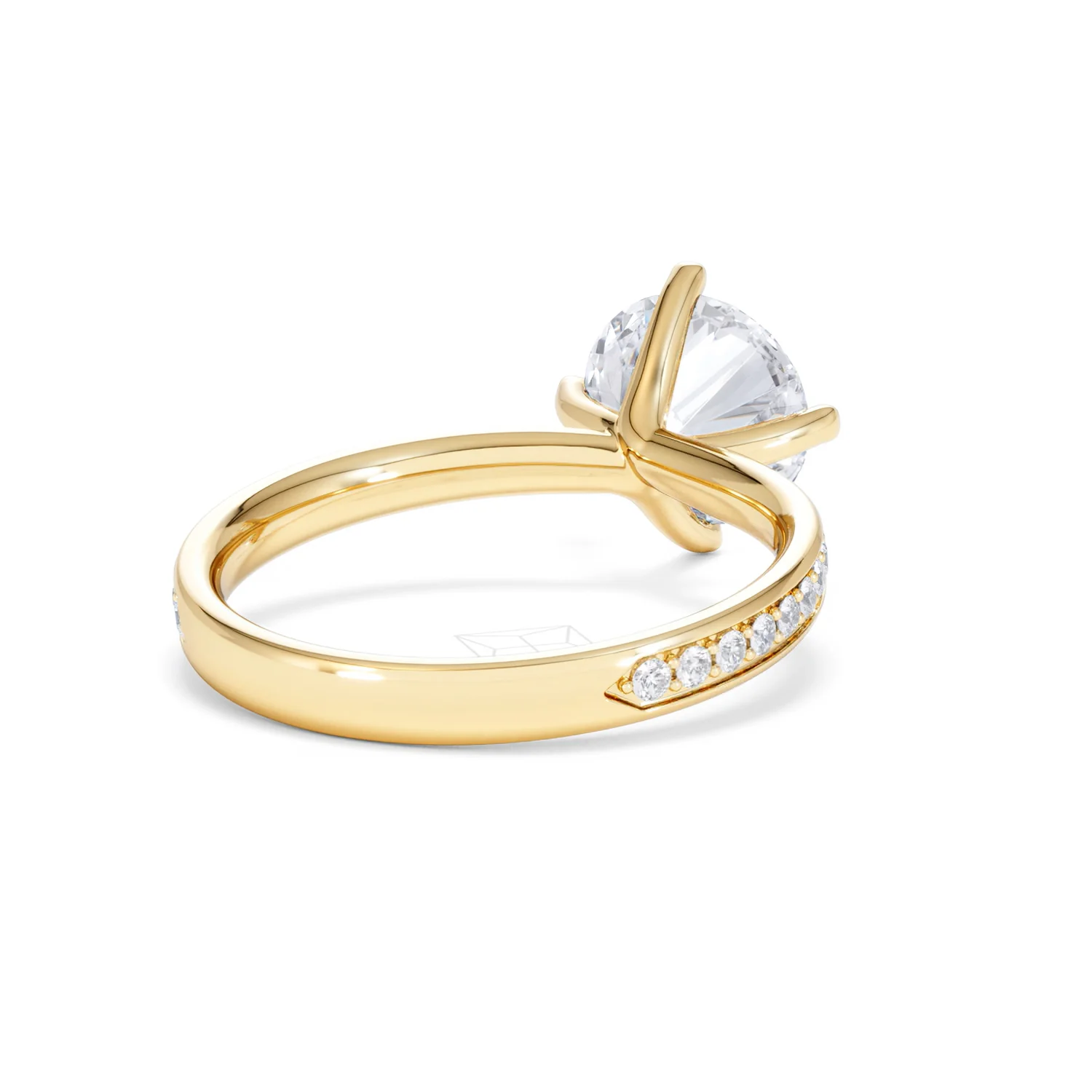 Origin Twist 2.00ct Round Cut Lab Diamond Solitaire Engagement Ring with Side Stones in 18K Yellow Gold - Image 43