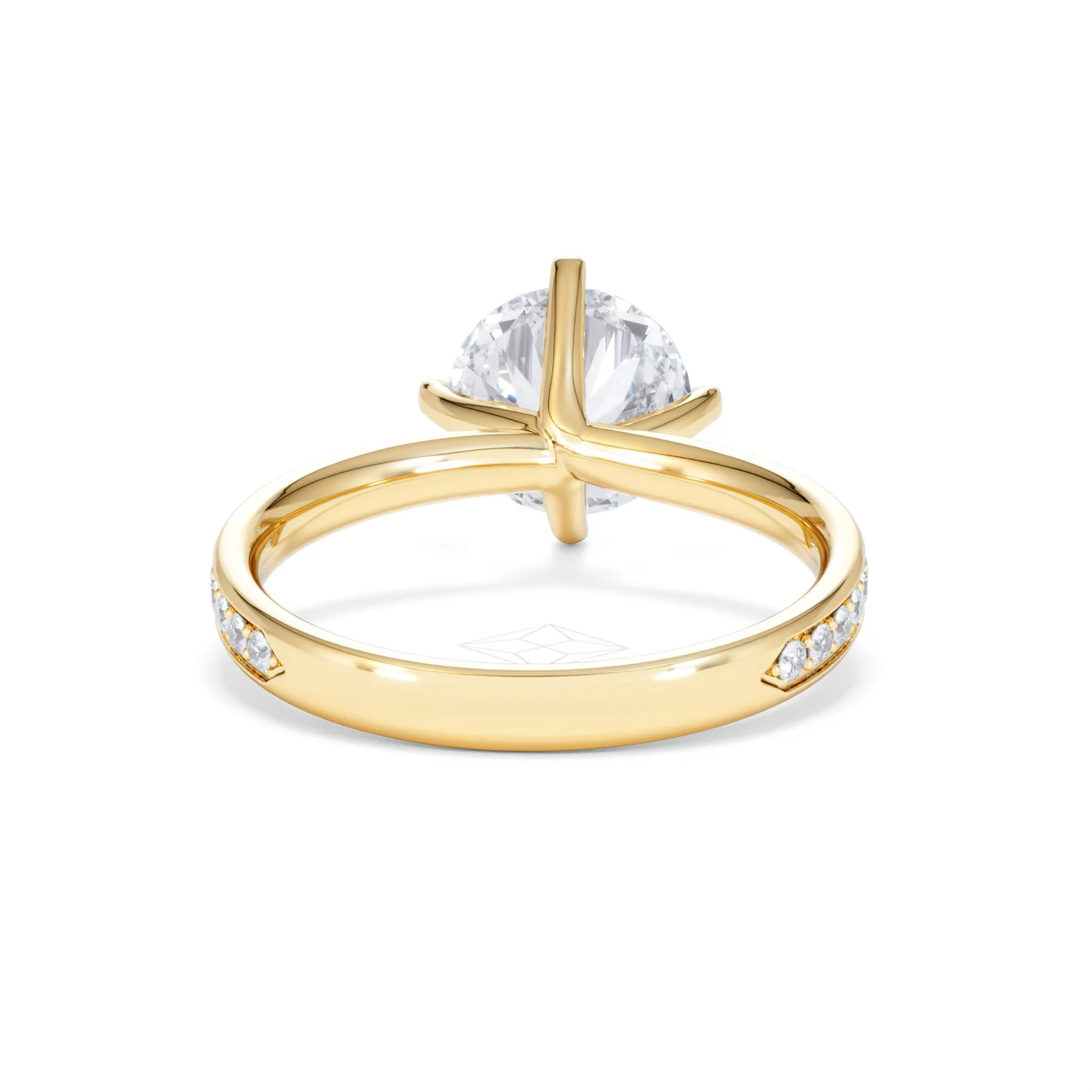 Origin Twist 2.00ct Round Cut Lab Diamond Solitaire Engagement Ring with Side Stones in 18K Yellow Gold - Image 48