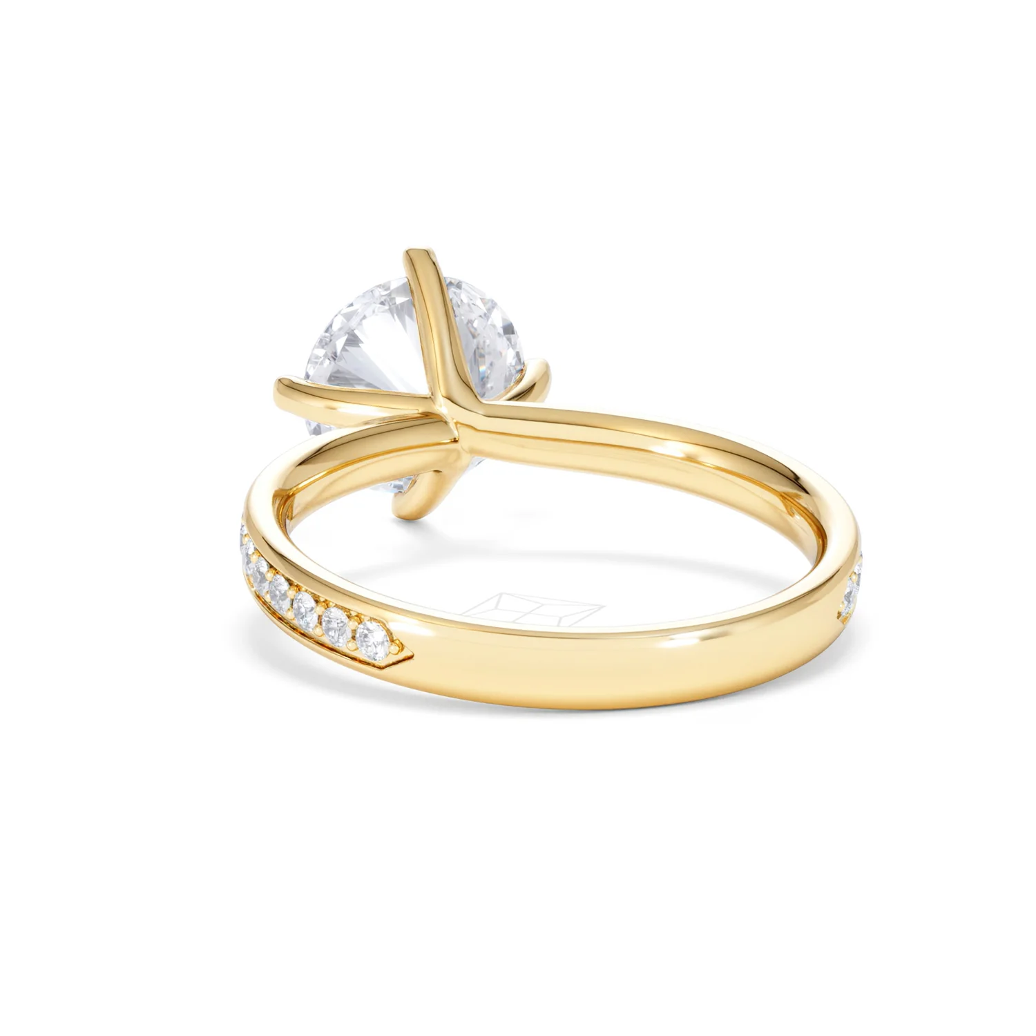 Origin Twist 2.00ct Round Cut Lab Diamond Solitaire Engagement Ring with Side Stones in 18K Yellow Gold - Image 53