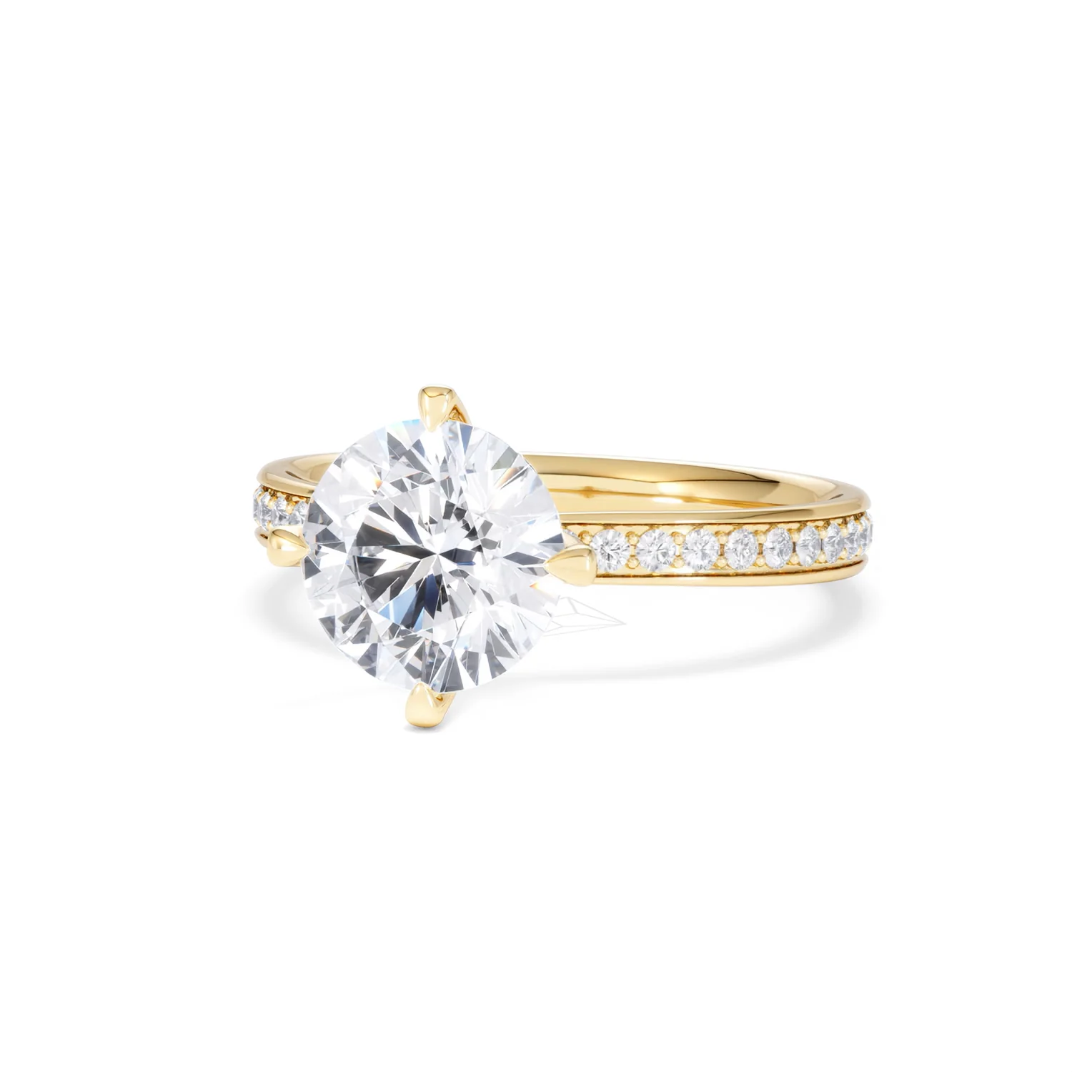 Origin Twist 2.00ct Round Cut Lab Diamond Solitaire Engagement Ring with Side Stones in 18K Yellow Gold - Image 85