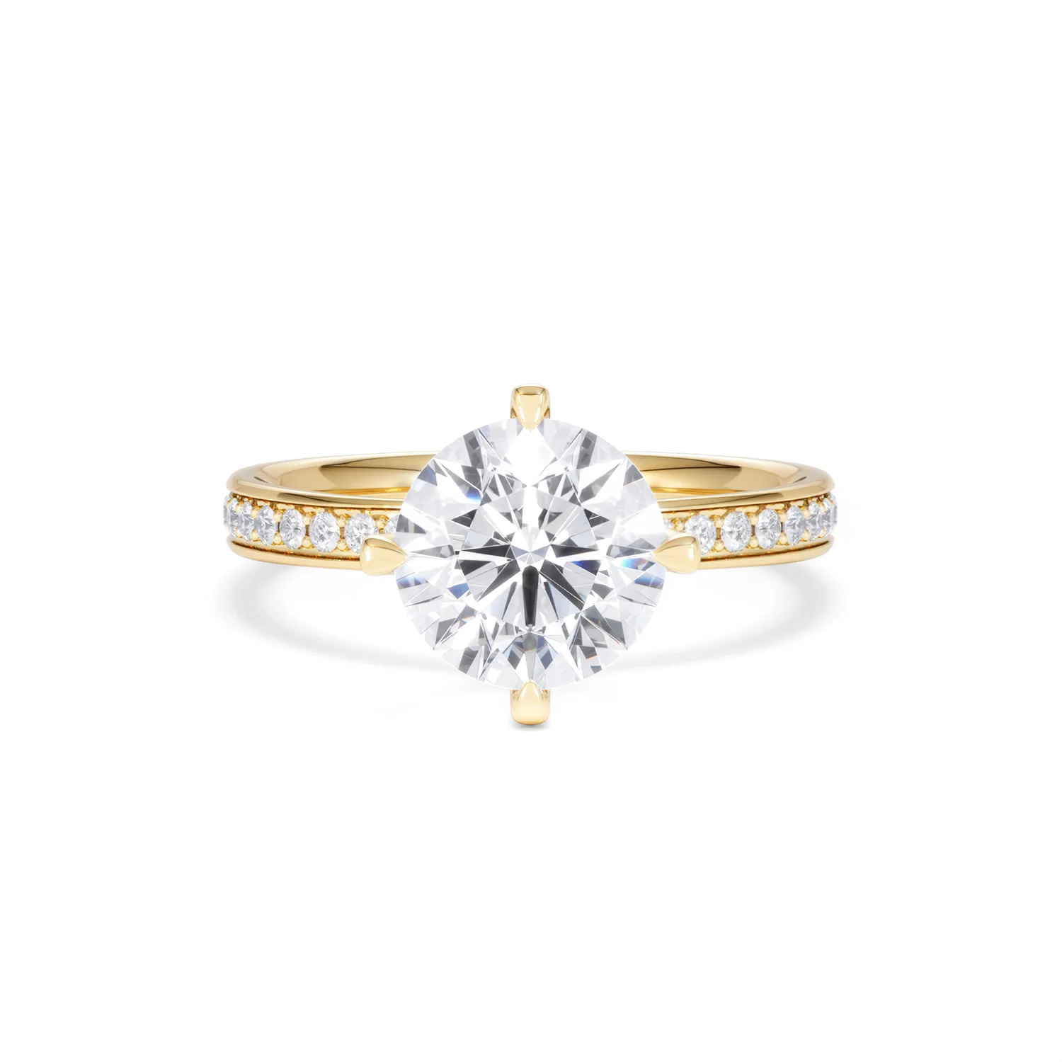 Origin Twist 2.00ct Round Cut Lab Diamond Solitaire Engagement Ring with Side Stones in 18K Yellow Gold - Image 9
