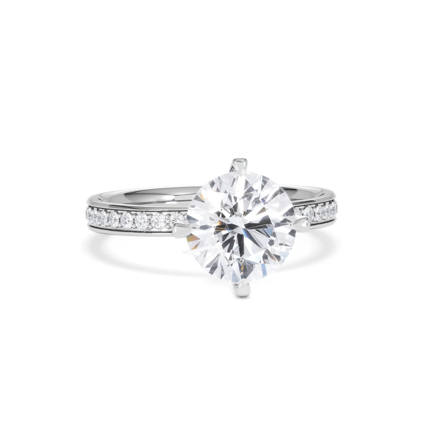 Origin Twist 2.00ct Round Cut Lab Diamond Solitaire Engagement Ring with Side Stones in Platinum - Image 11
