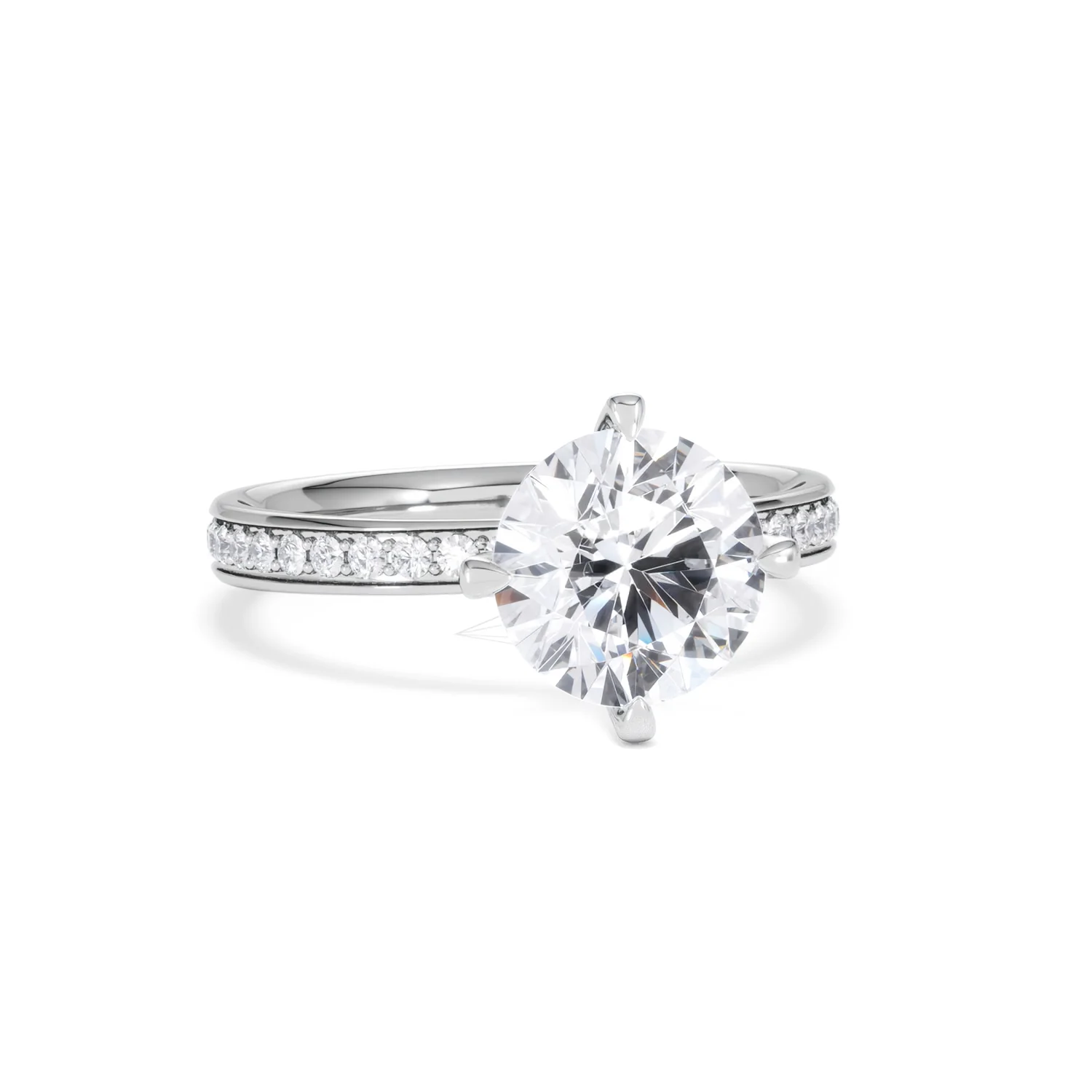 Origin Twist 2.00ct Round Cut Lab Diamond Solitaire Engagement Ring with Side Stones in Platinum - Image 12