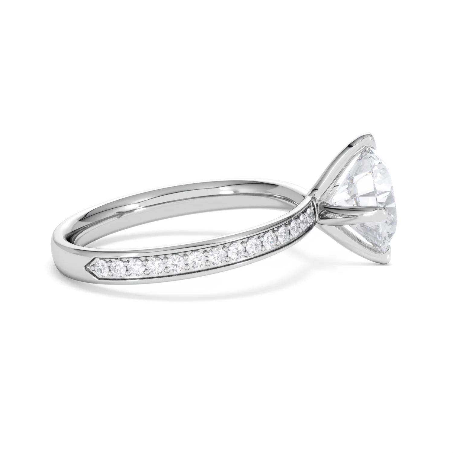 Origin Twist 2.00ct Round Cut Lab Diamond Solitaire Engagement Ring with Side Stones in Platinum - Image 29