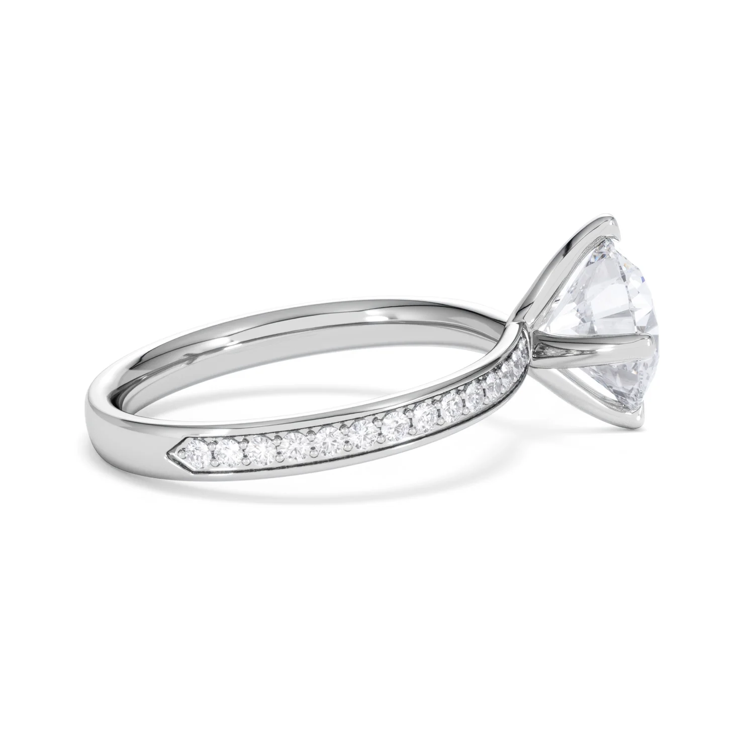 Origin Twist 2.00ct Round Cut Lab Diamond Solitaire Engagement Ring with Side Stones in Platinum - Image 31