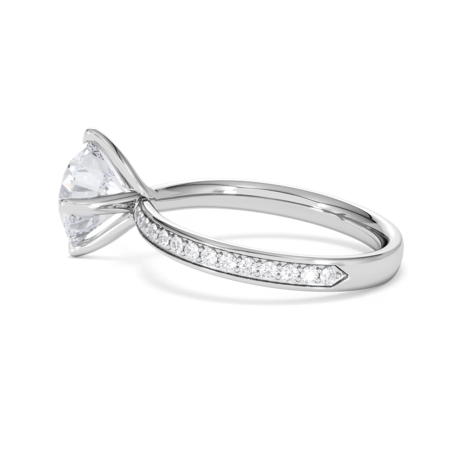 Origin Twist 2.00ct Round Cut Lab Diamond Solitaire Engagement Ring with Side Stones in Platinum - Image 66