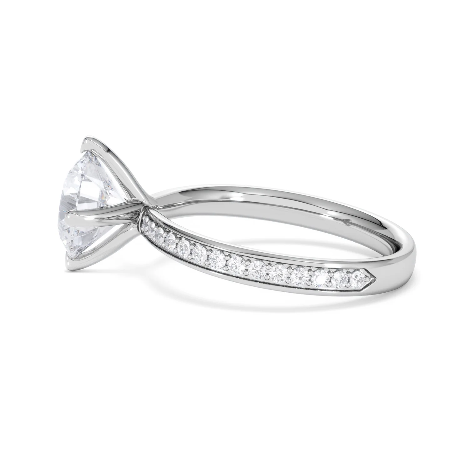 Origin Twist 2.00ct Round Cut Lab Diamond Solitaire Engagement Ring with Side Stones in Platinum - Image 68