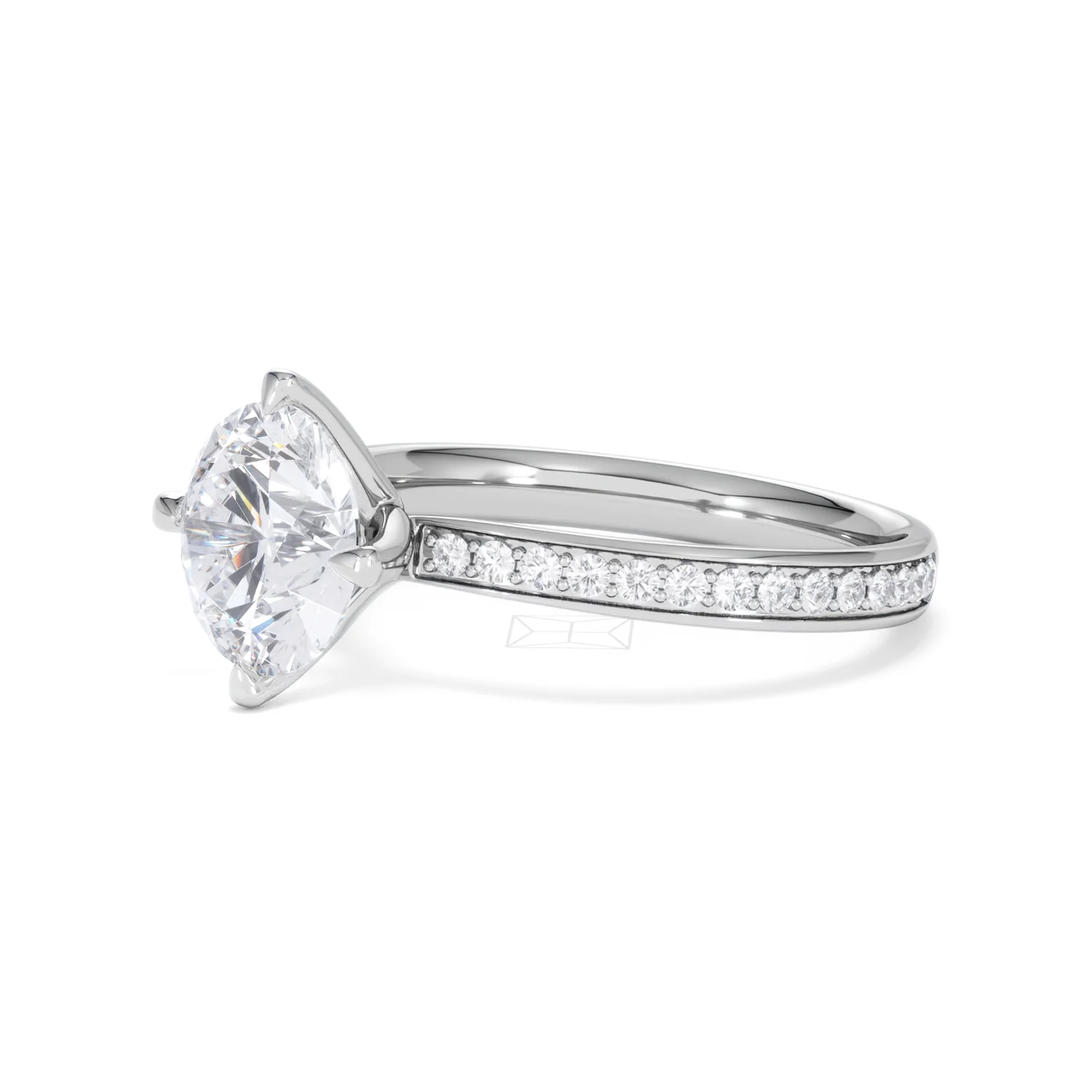 Origin Twist 2.00ct Round Cut Lab Diamond Solitaire Engagement Ring with Side Stones in Platinum - Image 78