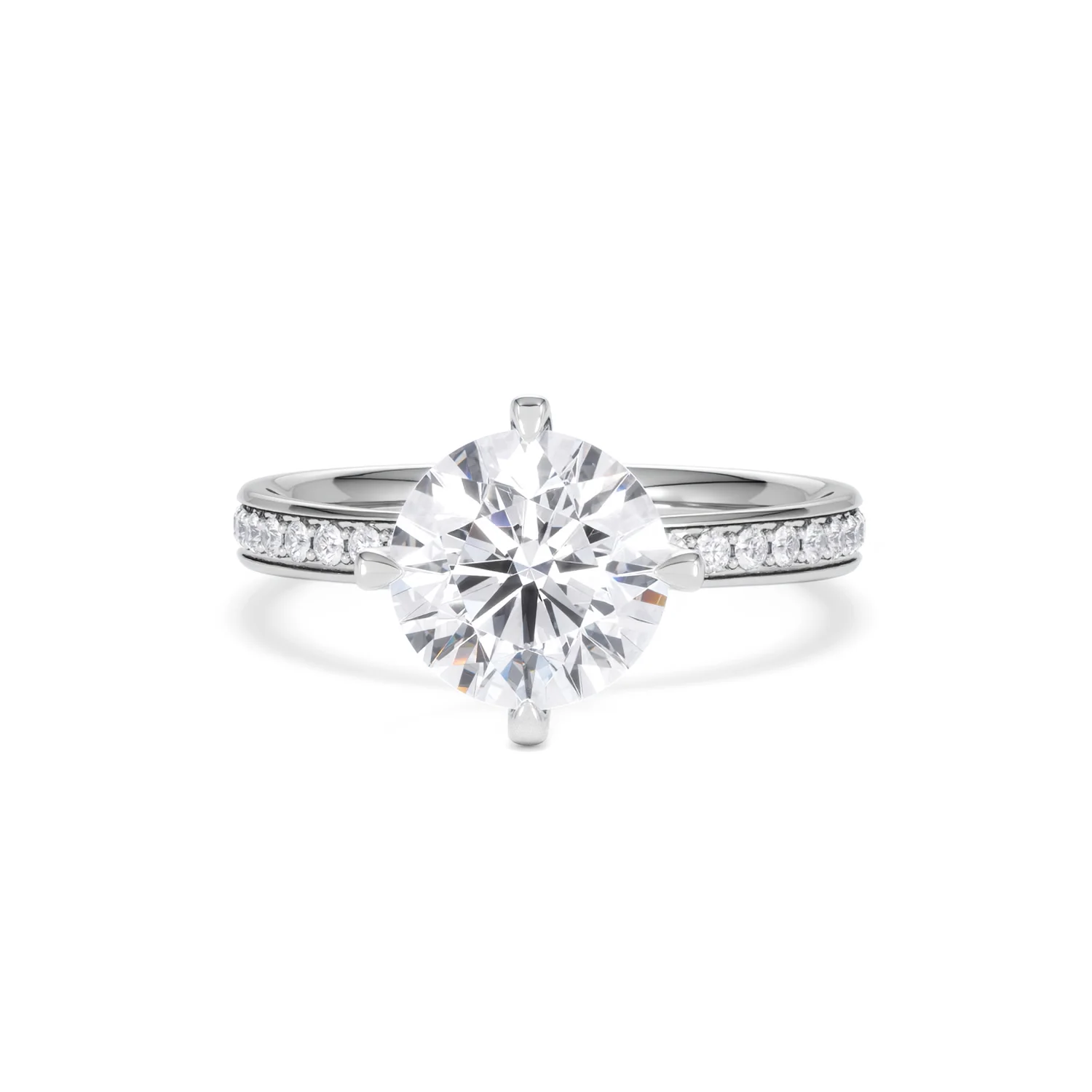 Origin Twist 2.00ct Round Cut Lab Diamond Solitaire Engagement Ring with Side Stones in Platinum - Image 88