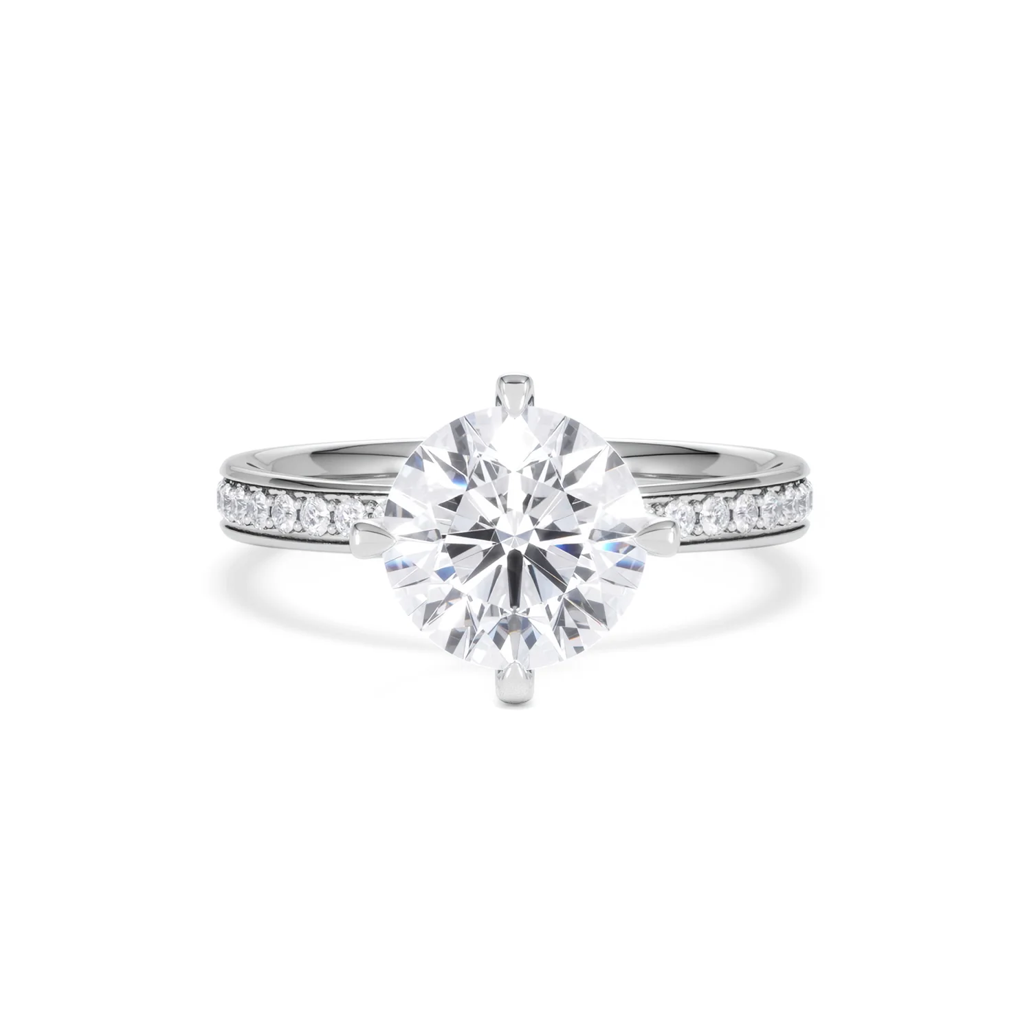 Origin Twist 2.00ct Round Cut Lab Diamond Solitaire Engagement Ring with Side Stones in Platinum - Image 9