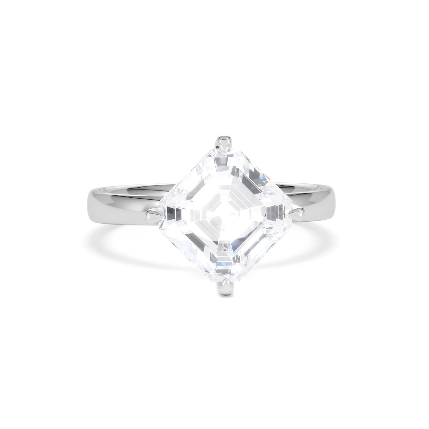 Origin Twist 3.00ct Asscher Cut Lab Diamond Solitaire Engagement Ring in Platinum - Image 8