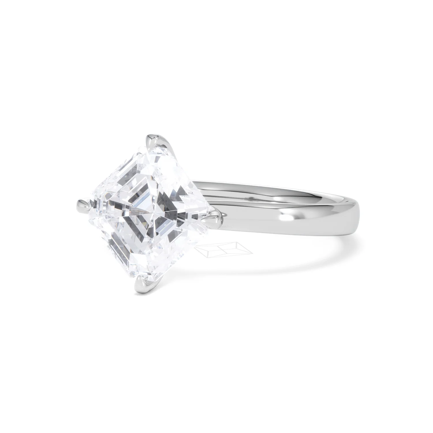 Origin Twist 3.00ct Asscher Cut Lab Diamond Solitaire Engagement Ring in Platinum - Image 81