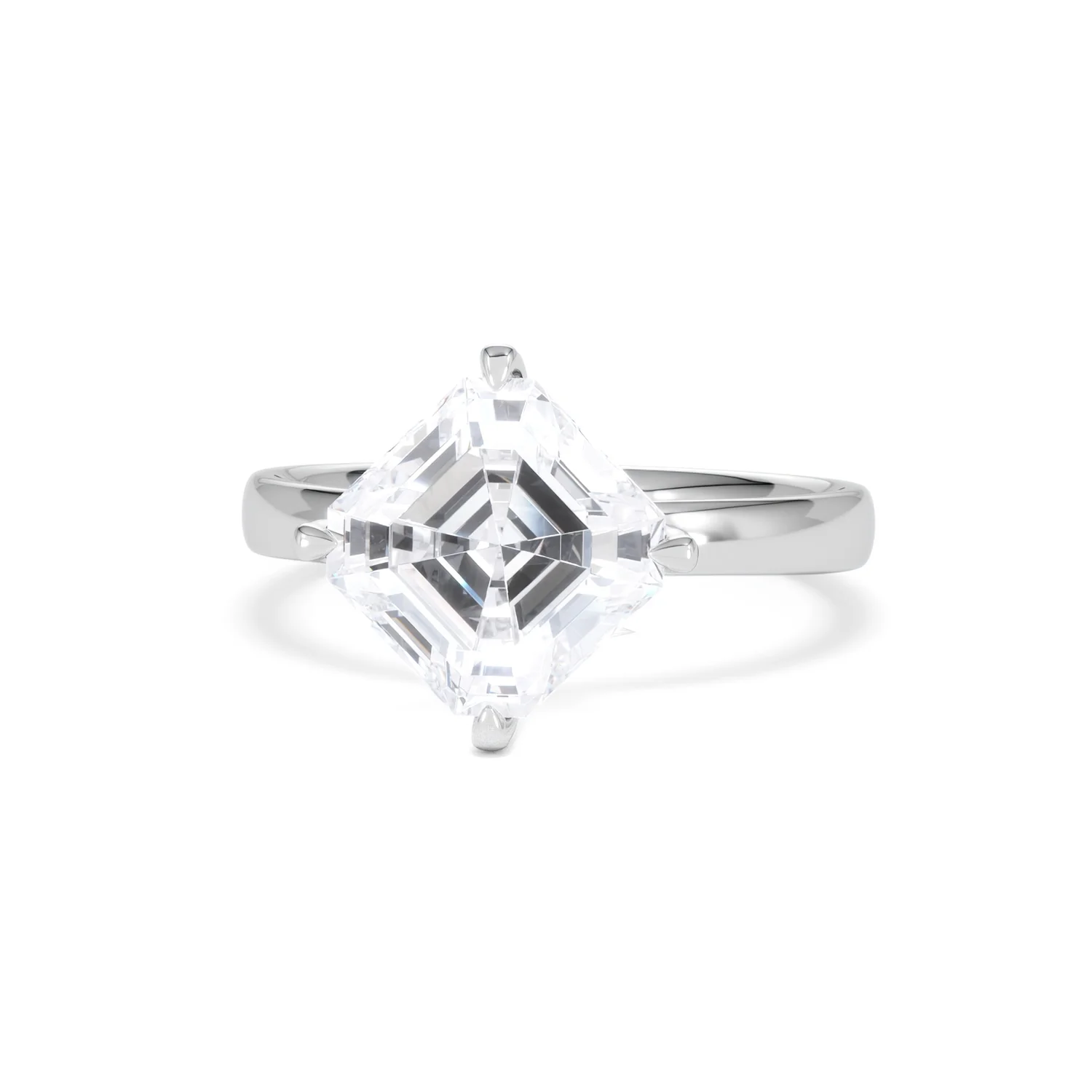 Origin Twist 3.00ct Asscher Cut Lab Diamond Solitaire Engagement Ring in Platinum - Image 85