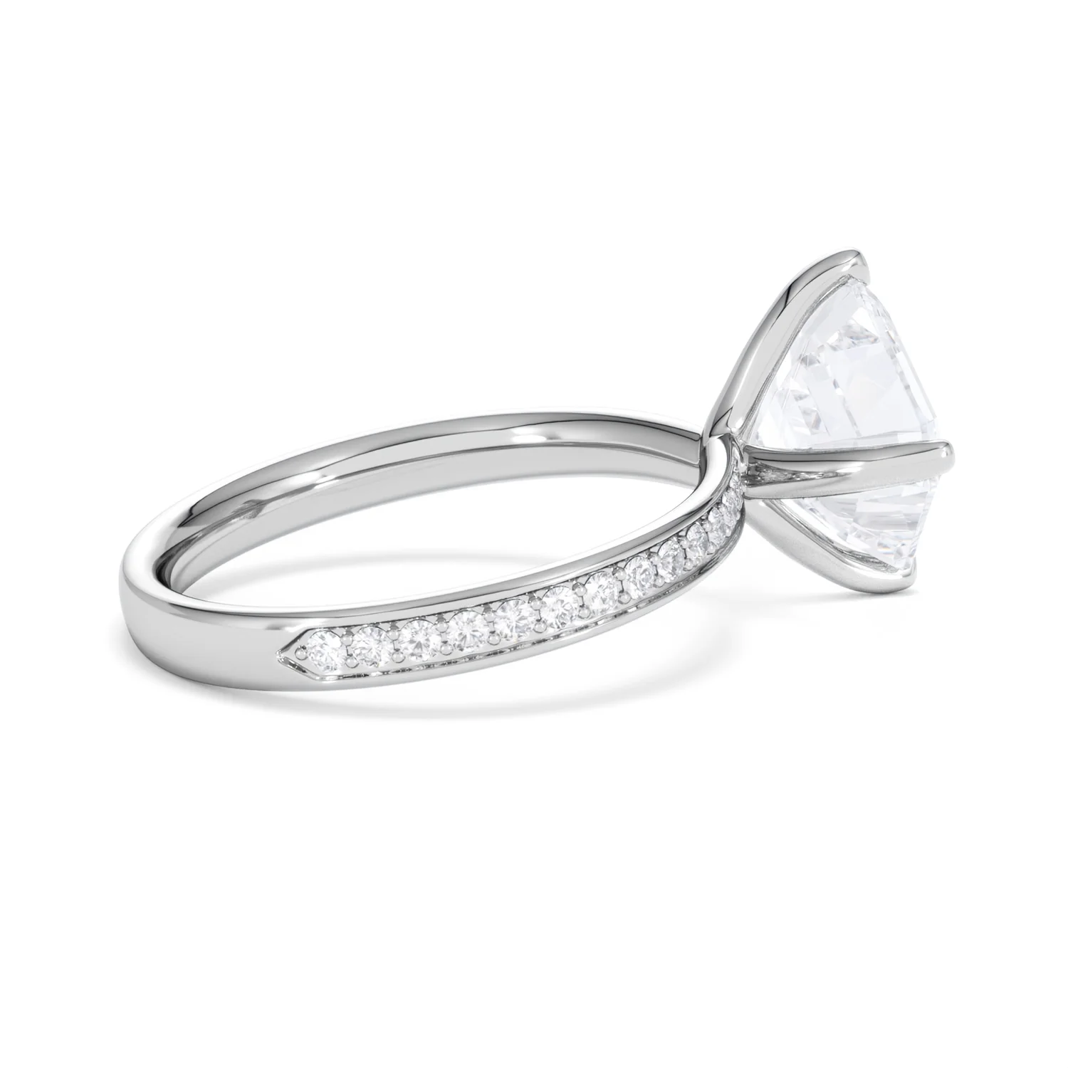 Origin Twist 3.00ct Asscher Cut Lab Diamond Solitaire Engagement Ring with Side Stones in 18K White Gold - Image 31
