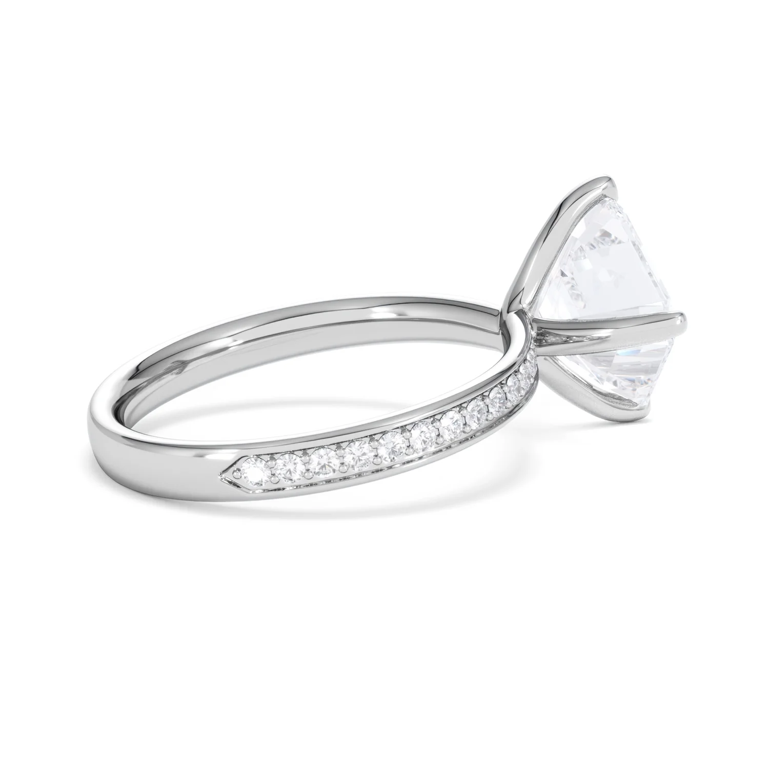 Origin Twist 3.00ct Asscher Cut Lab Diamond Solitaire Engagement Ring with Side Stones in 18K White Gold - Image 32