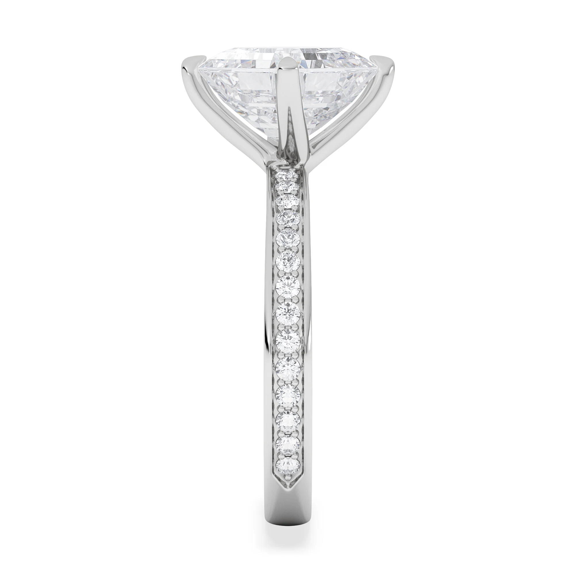 Origin Twist 3.00ct Asscher Cut Lab Diamond Solitaire Engagement Ring with Side Stones in 18K White Gold - Image 5