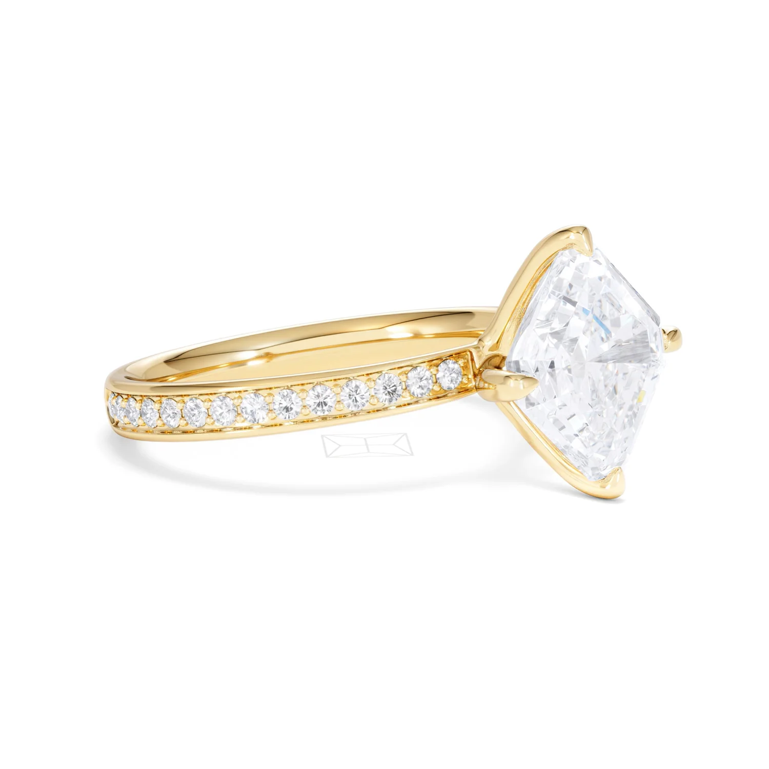 Origin Twist 3.00ct Asscher Cut Lab Diamond Solitaire Engagement Ring with Side Stones in 18K Yellow Gold - Image 18