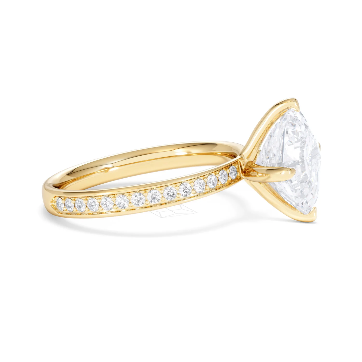 Origin Twist 3.00ct Asscher Cut Lab Diamond Solitaire Engagement Ring with Side Stones in 18K Yellow Gold - Image 23