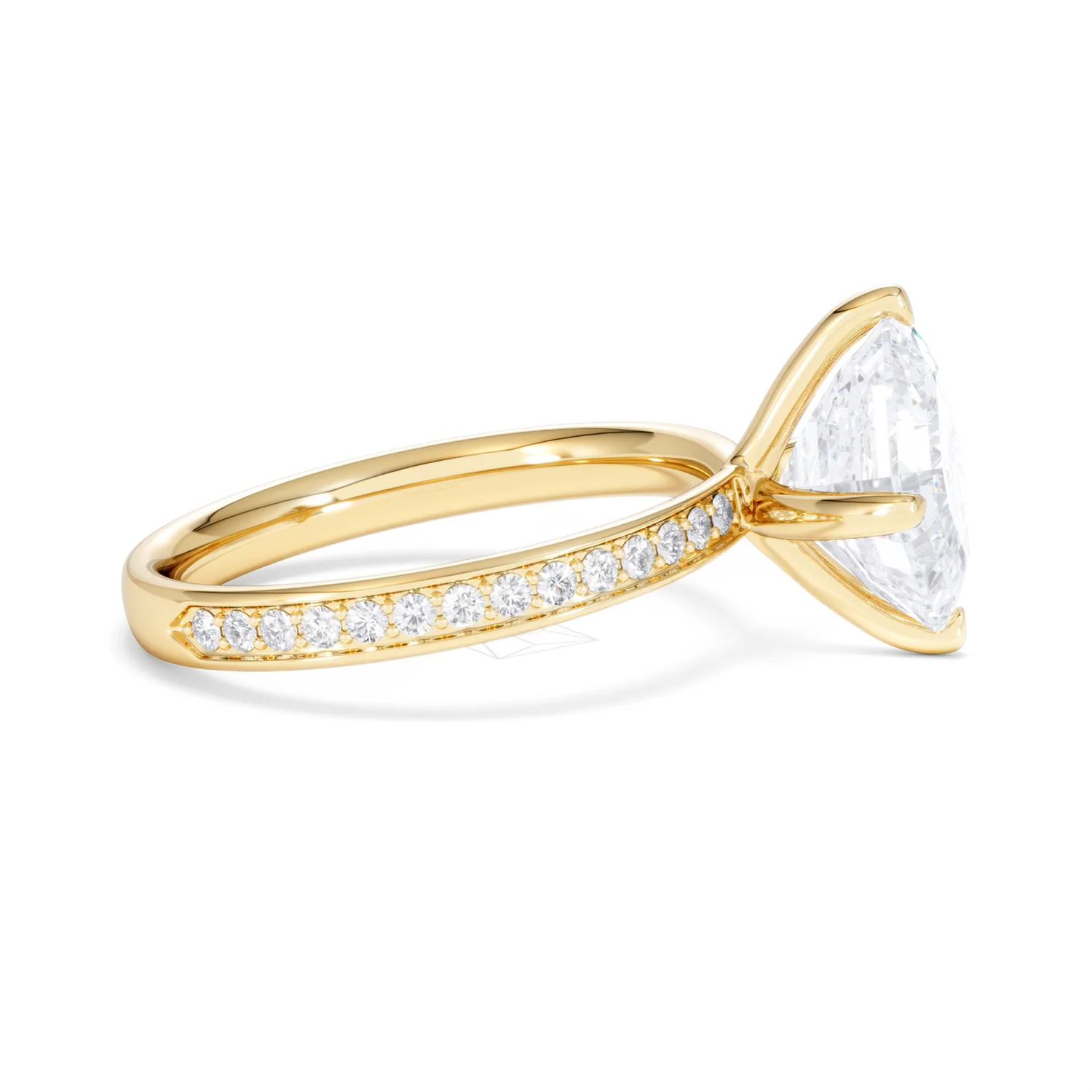 Origin Twist 3.00ct Asscher Cut Lab Diamond Solitaire Engagement Ring with Side Stones in 18K Yellow Gold - Image 25