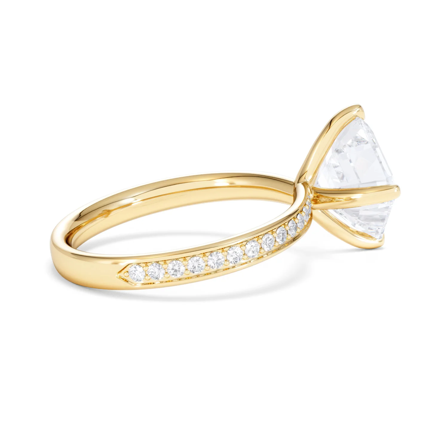 Origin Twist 3.00ct Asscher Cut Lab Diamond Solitaire Engagement Ring with Side Stones in 18K Yellow Gold - Image 31