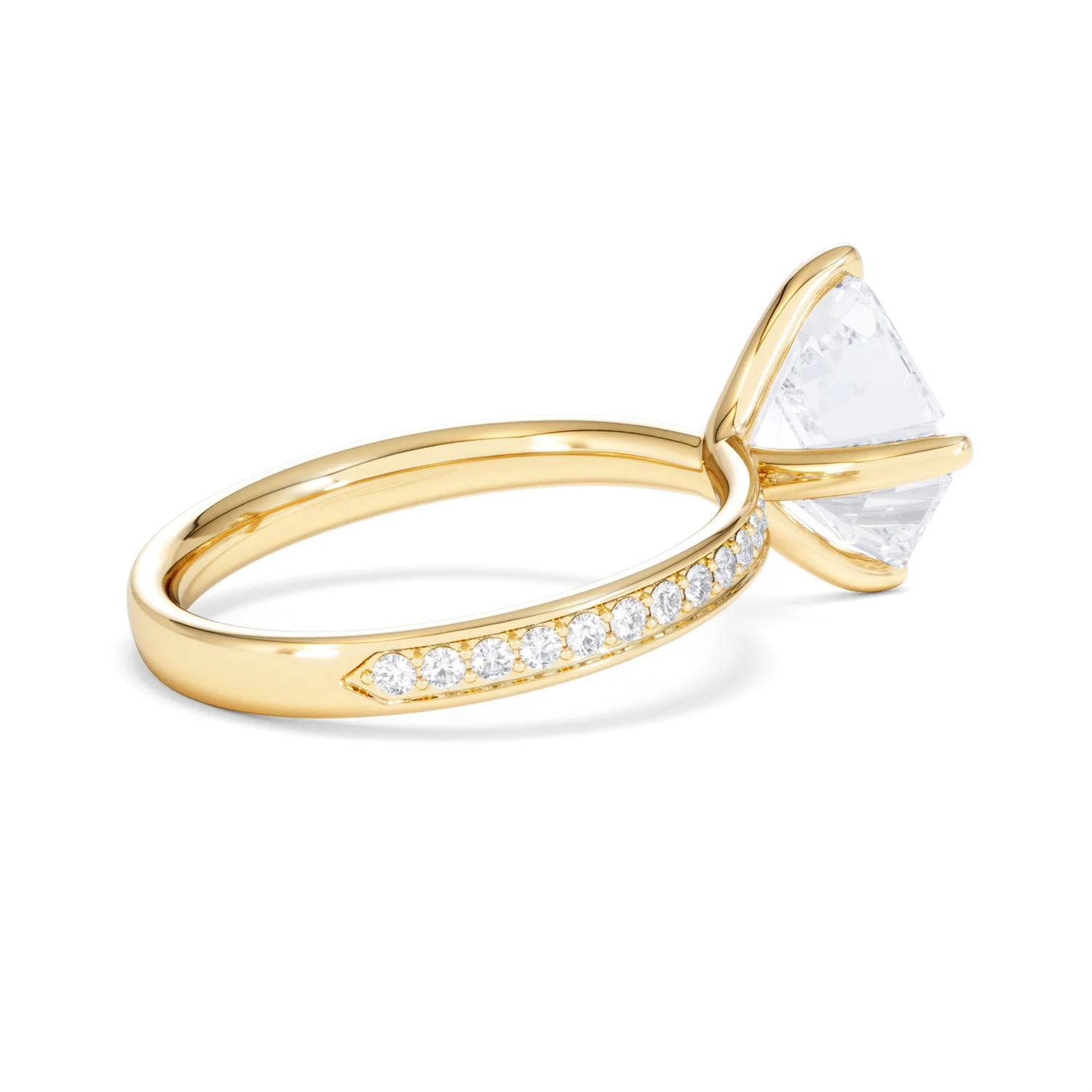 Origin Twist 3.00ct Asscher Cut Lab Diamond Solitaire Engagement Ring with Side Stones in 18K Yellow Gold - Image 33