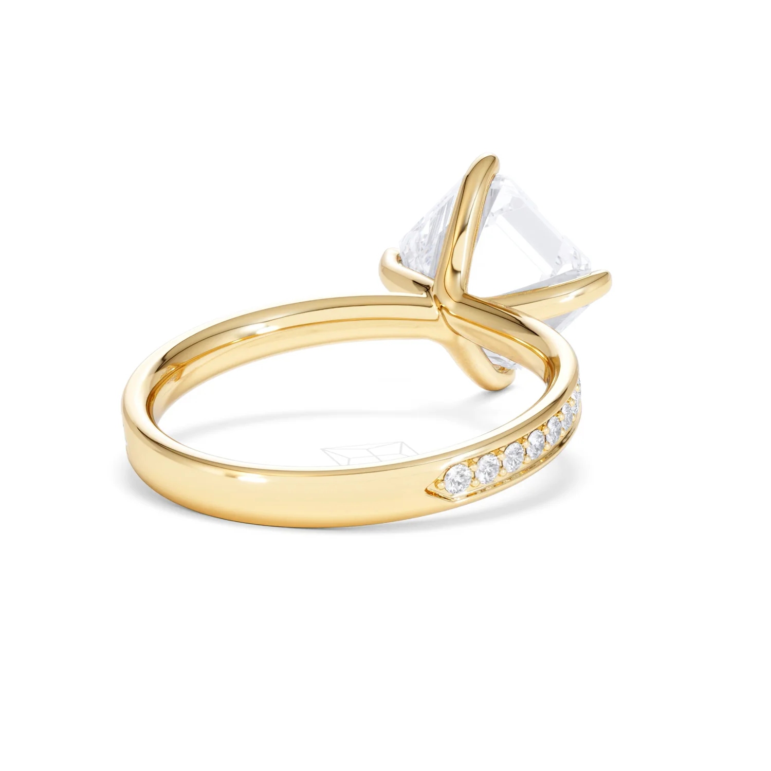 Origin Twist 3.00ct Asscher Cut Lab Diamond Solitaire Engagement Ring with Side Stones in 18K Yellow Gold - Image 41