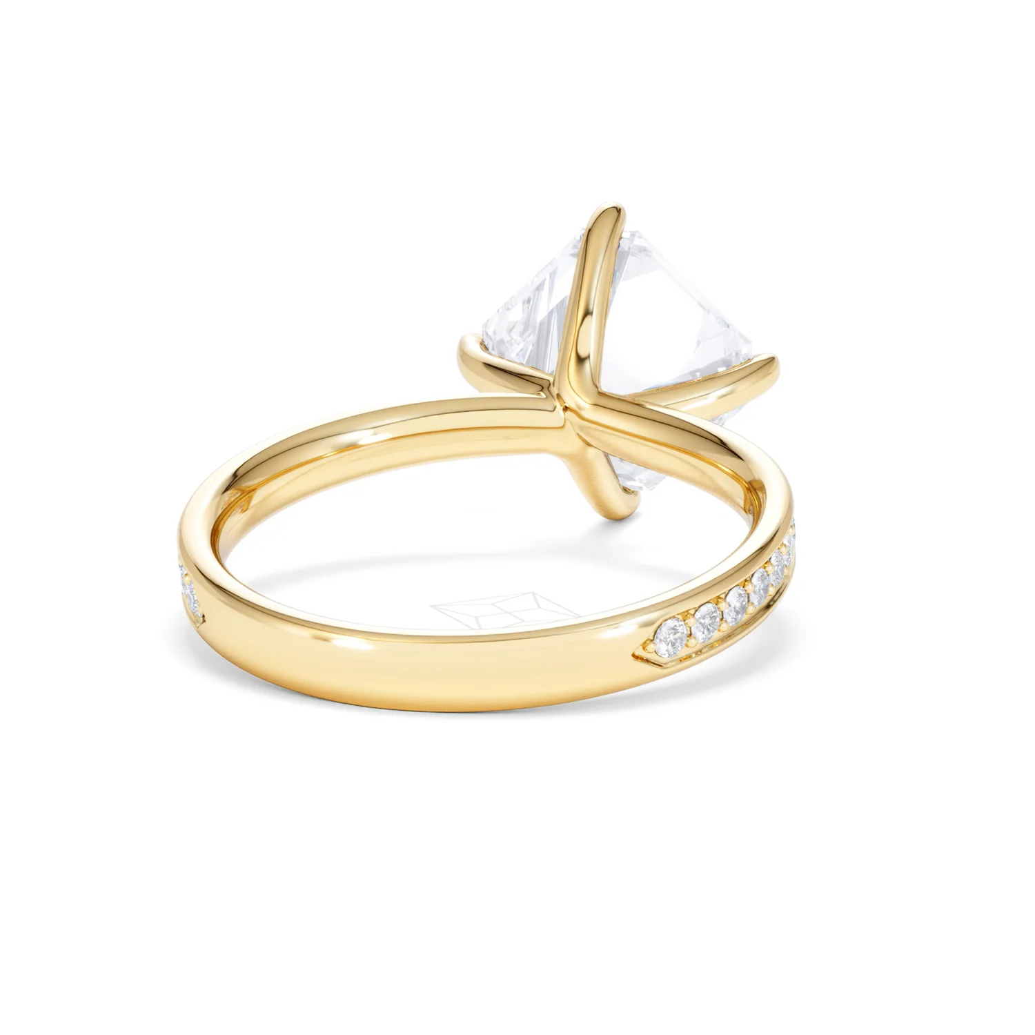Origin Twist 3.00ct Asscher Cut Lab Diamond Solitaire Engagement Ring with Side Stones in 18K Yellow Gold - Image 43