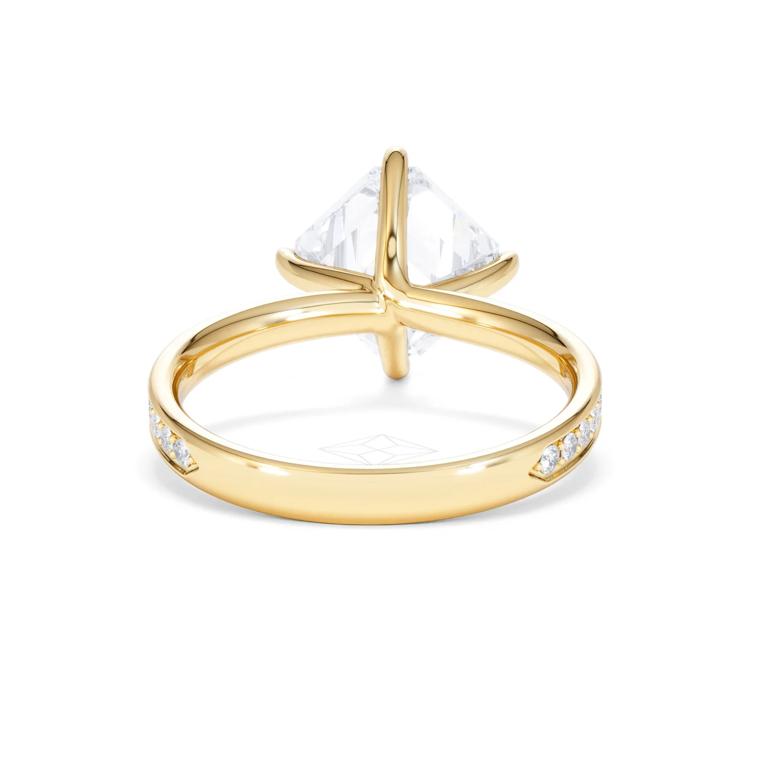 Origin Twist 3.00ct Asscher Cut Lab Diamond Solitaire Engagement Ring with Side Stones in 18K Yellow Gold - Image 46