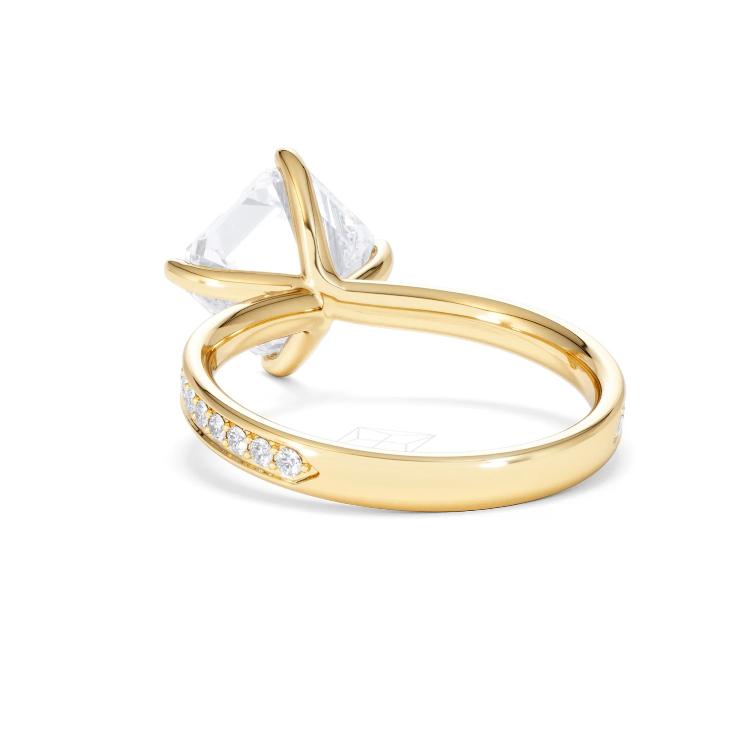 Origin Twist 3.00ct Asscher Cut Lab Diamond Solitaire Engagement Ring with Side Stones in 18K Yellow Gold - Image 52