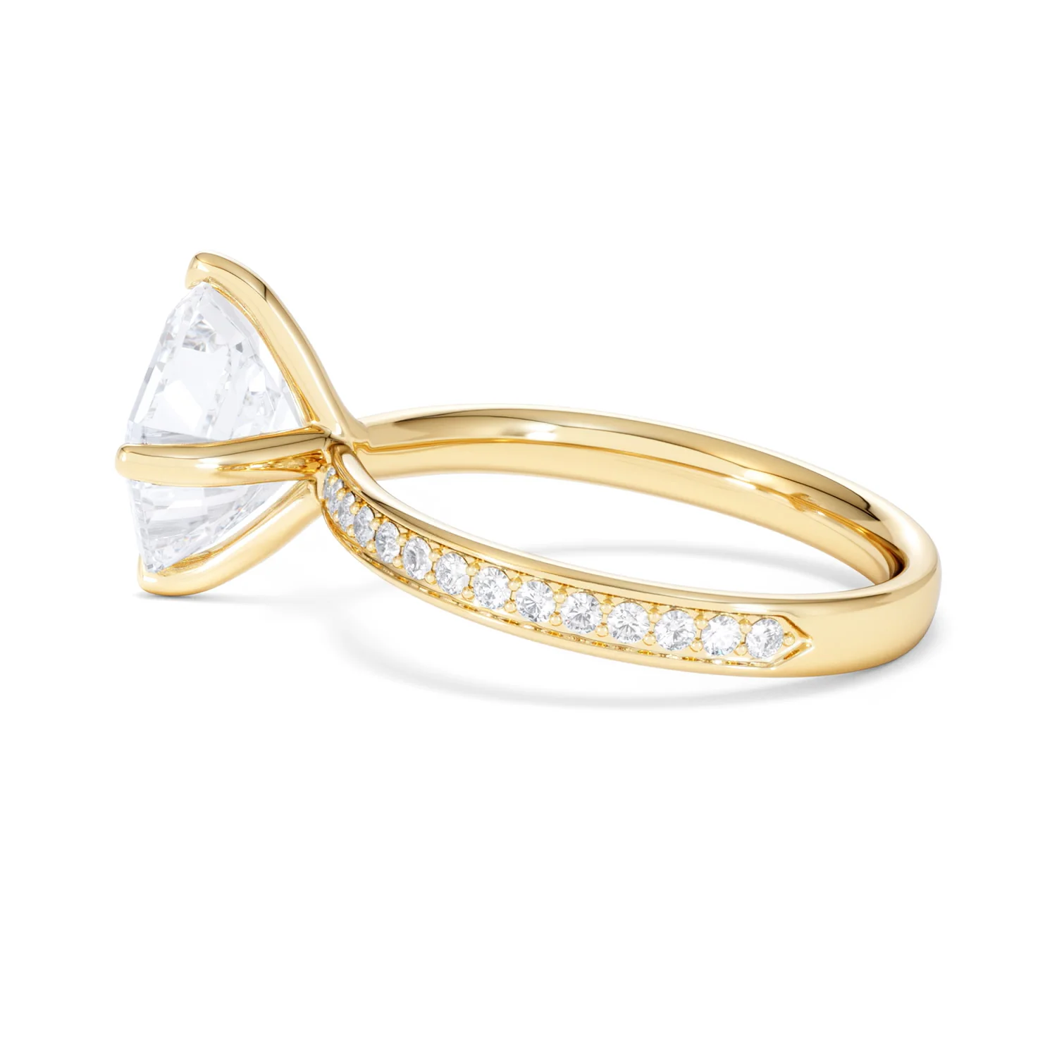 Origin Twist 3.00ct Asscher Cut Lab Diamond Solitaire Engagement Ring with Side Stones in 18K Yellow Gold - Image 64