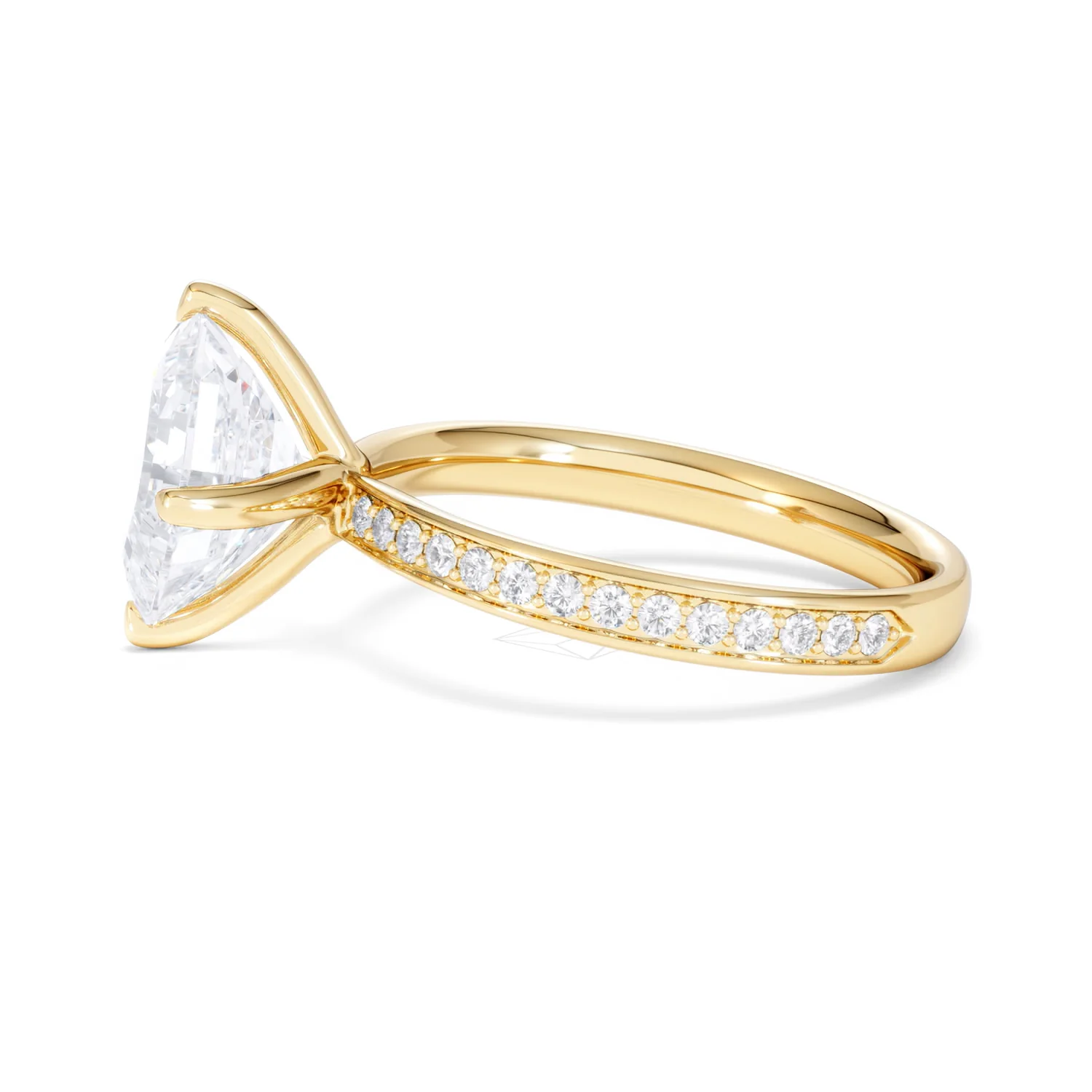 Origin Twist 3.00ct Asscher Cut Lab Diamond Solitaire Engagement Ring with Side Stones in 18K Yellow Gold - Image 68