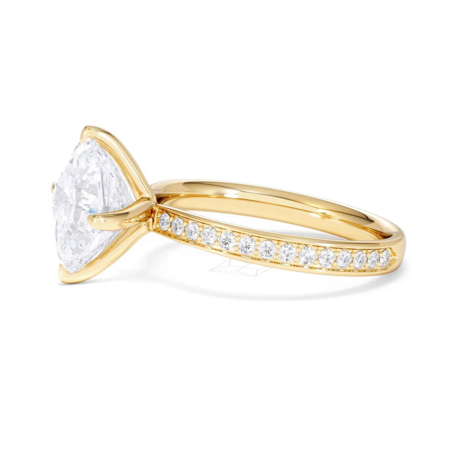 Origin Twist 3.00ct Asscher Cut Lab Diamond Solitaire Engagement Ring with Side Stones in 18K Yellow Gold - Image 71