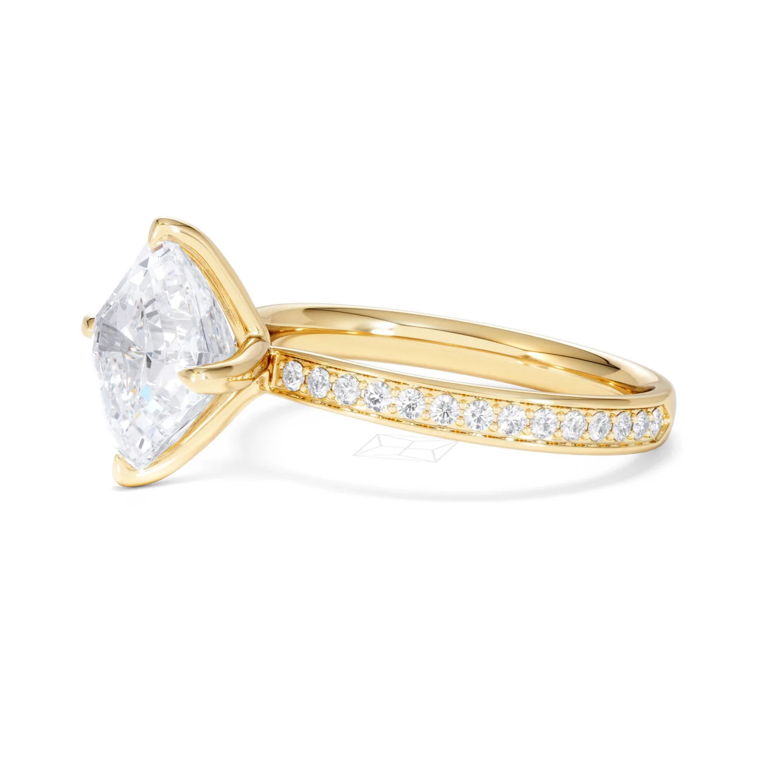 Origin Twist 3.00ct Asscher Cut Lab Diamond Solitaire Engagement Ring with Side Stones in 18K Yellow Gold - Image 73
