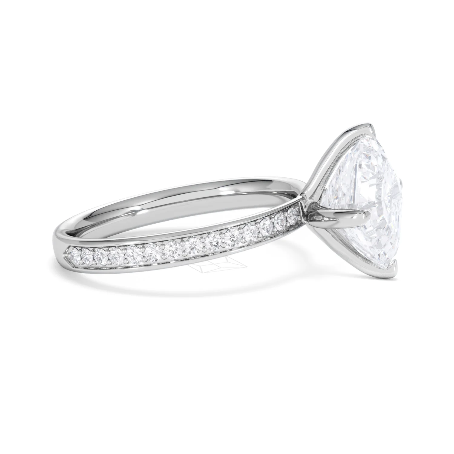 Origin Twist 3.00ct Asscher Cut Lab Diamond Solitaire Engagement Ring with Side Stones in Platinum - Image 23