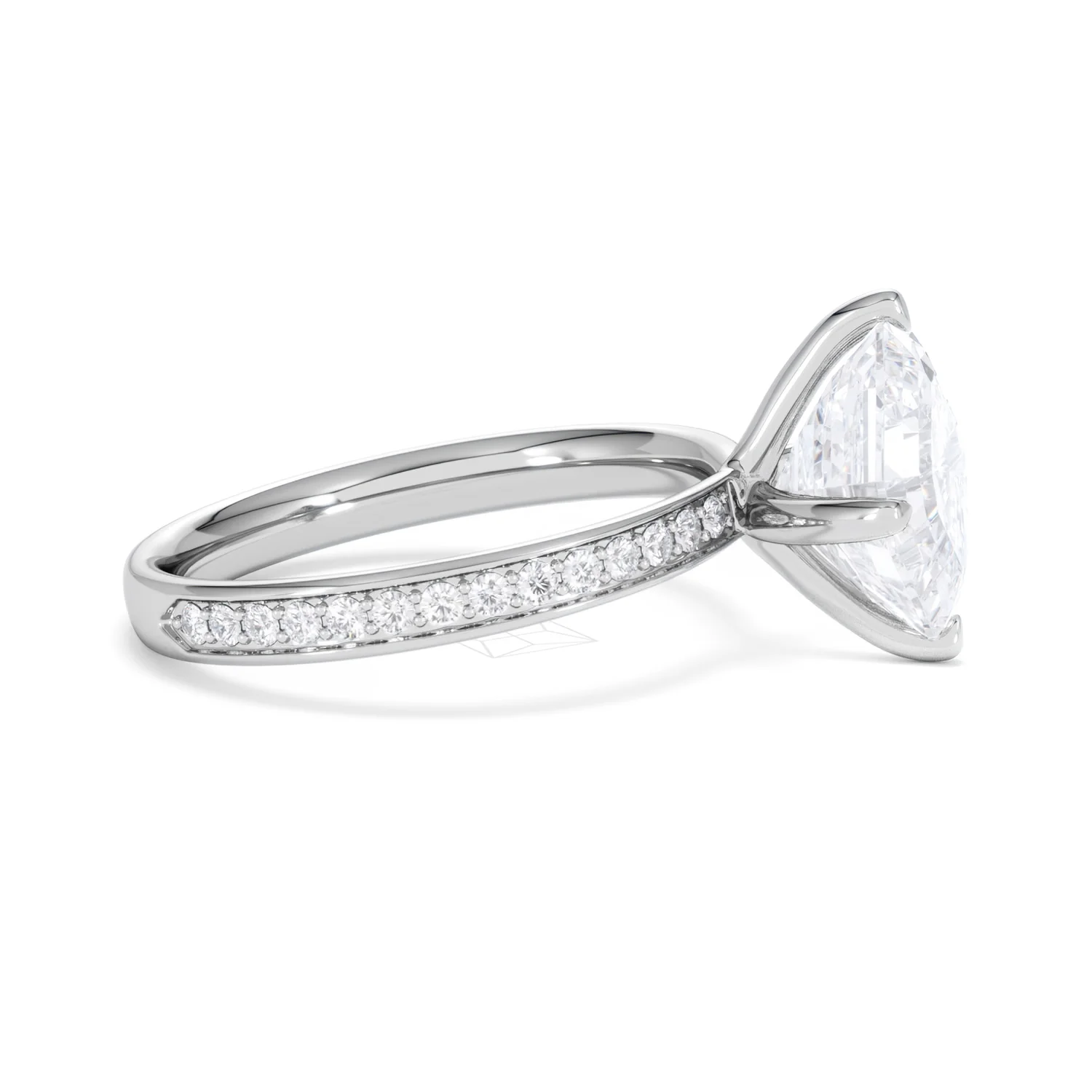 Origin Twist 3.00ct Asscher Cut Lab Diamond Solitaire Engagement Ring with Side Stones in Platinum - Image 24